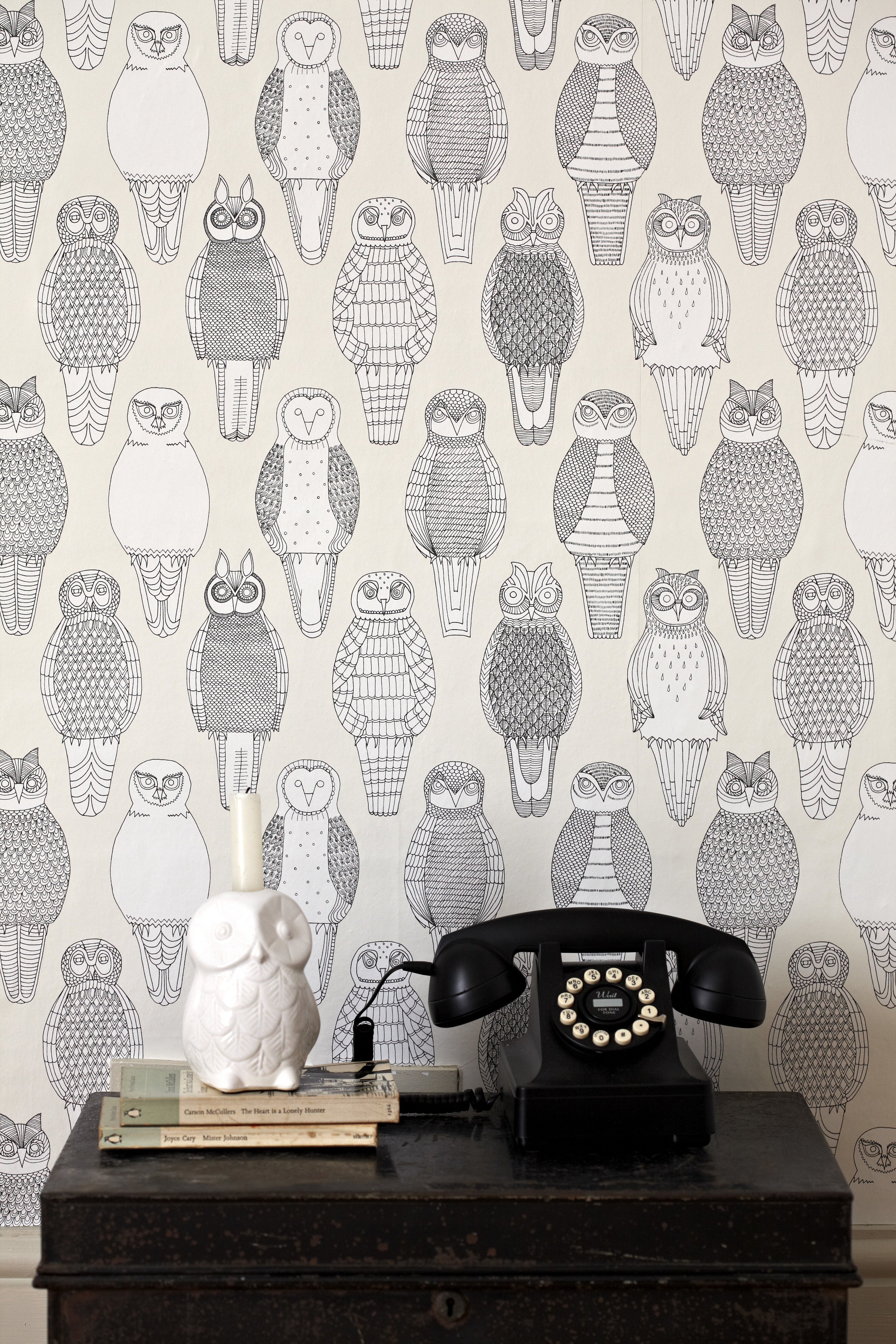 Owls of the British Isles wallpaper by Abigail Edwards