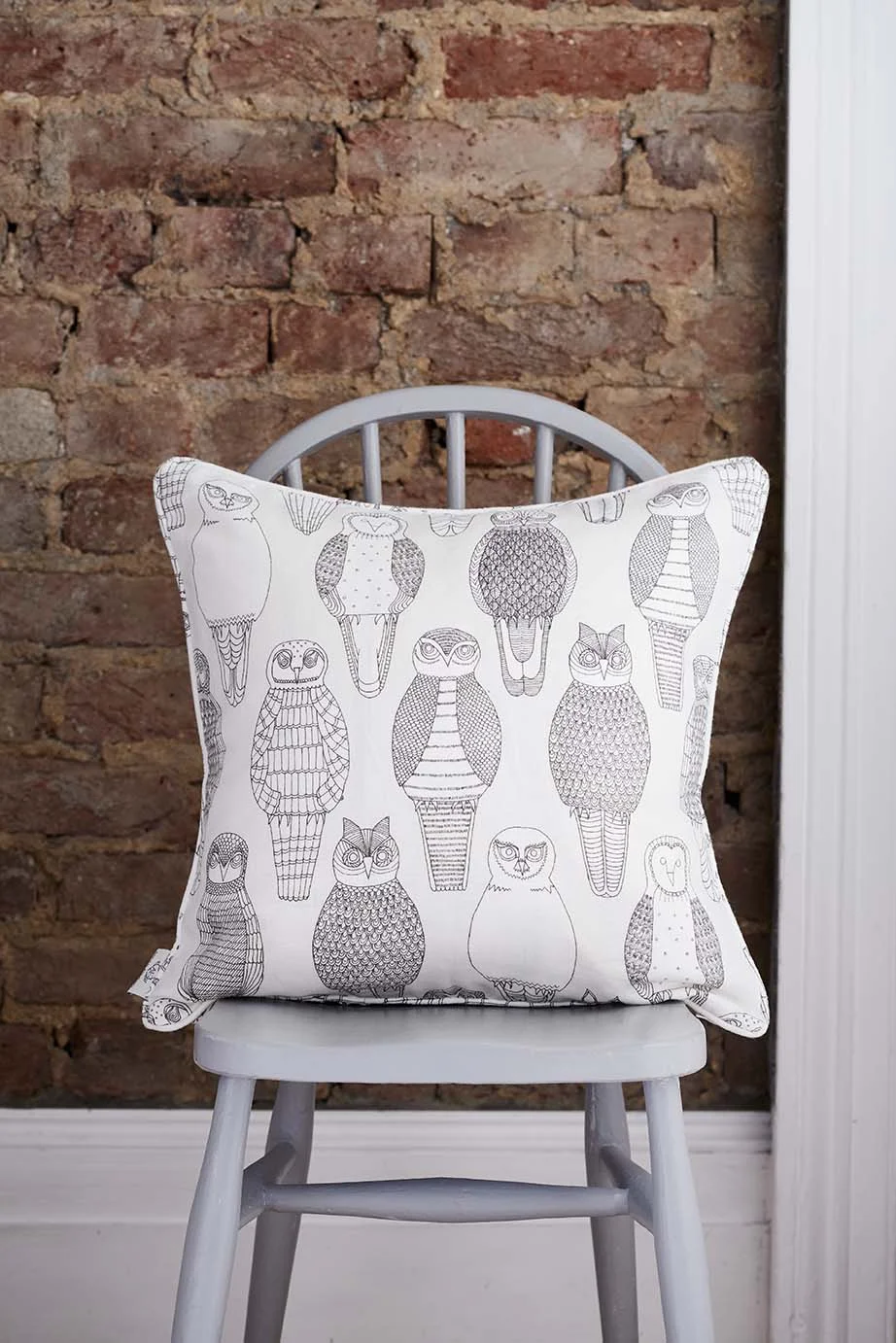 Owls of the British Isles cushion cover by Abigail Edwards