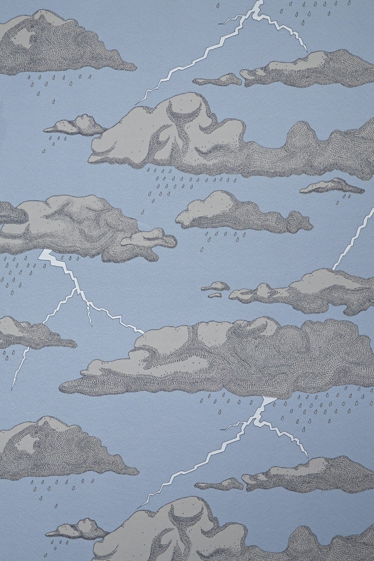 Storm Clouds Wallpaper Swatch: Blue Sky