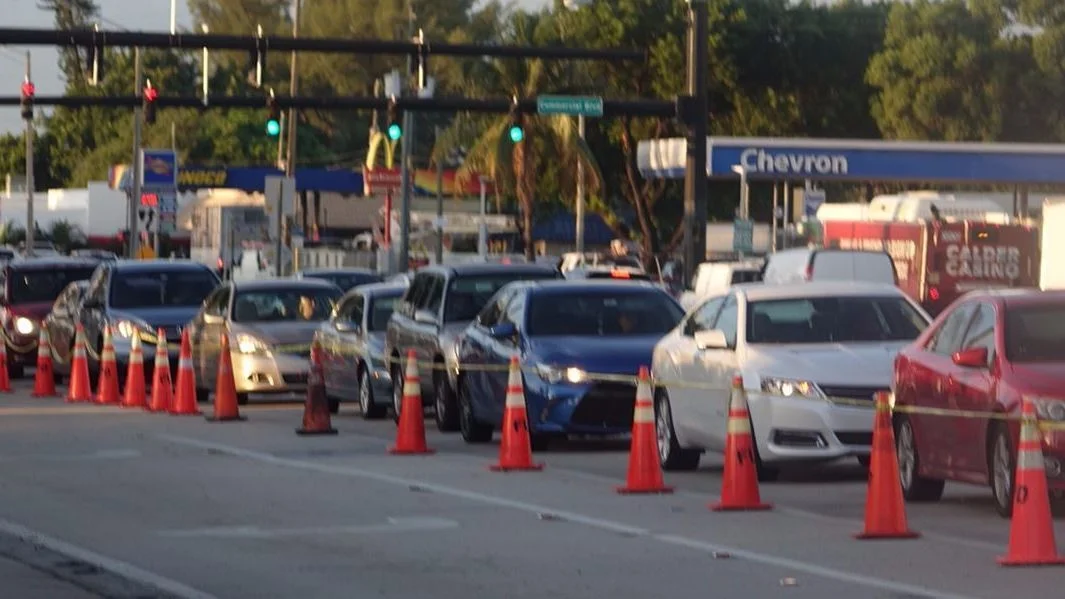 Gas line of Florida Keys evacuees, SEPTEMBER 6, 2017. Averge time to fill up per (gasoline-powered) car: 5 minutes