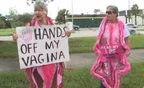 Our Town Meeting will certainly be more colorful — and noisier. (though I'm guessing that these particular Greenwich party members' vaginas are safe from molestation)