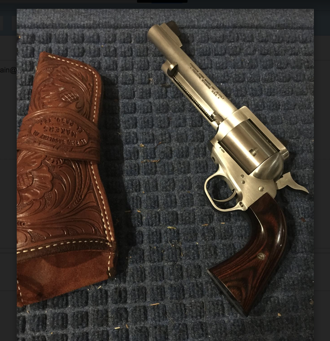 Have gun, will travel. It isn't the 7% solution, but the patented C. Fountain freedom arms .45 Long Colt solution should work wonders, nonetheless 