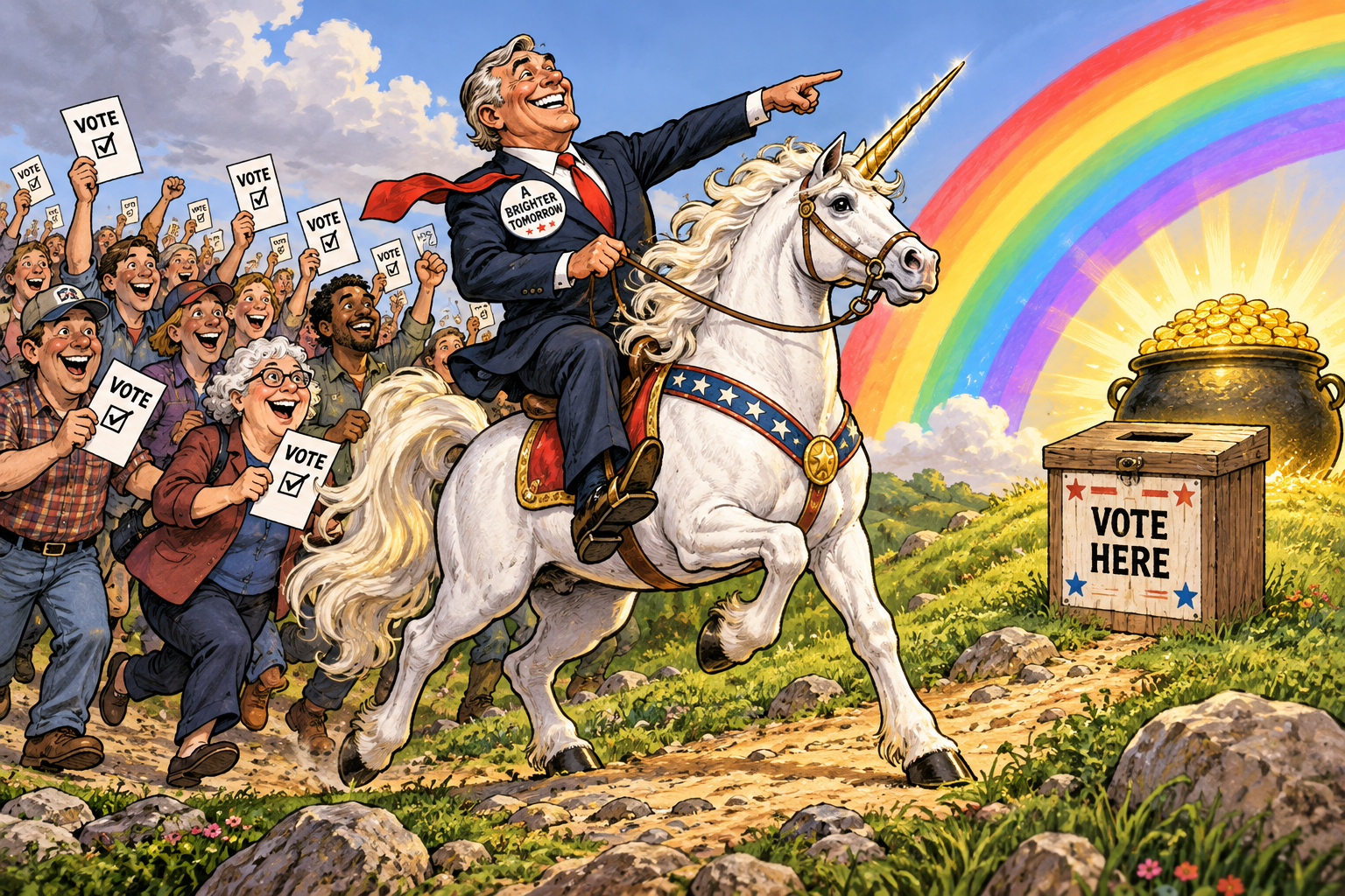 Politician Leads Parade to Promised Gold.png