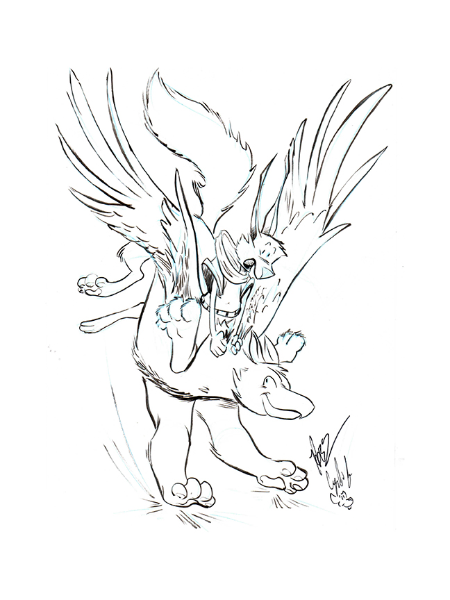HERO riding a Griffin by Cyndi Foster and Jeramy Hobz