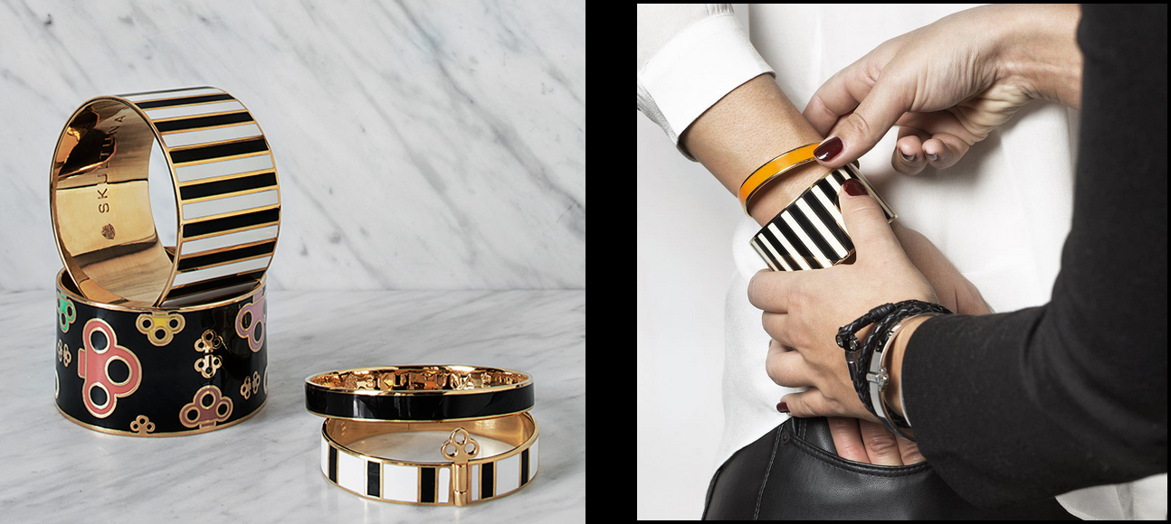 Key-, Plain- and Stripe enamel bangles 
