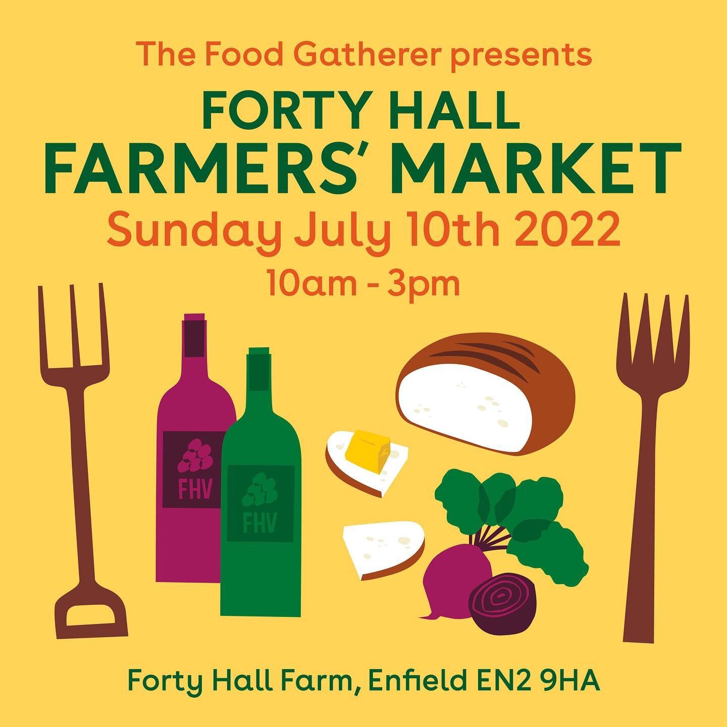 Join The Food Gatherer @fortyhallfarm @fortyhall next Sunday, July 10th for a mid summer celebration of great local food and community spirit !! 
 🍓local, seasonal produce 🍕 streetfood 🍻drink 🎶 music bouncy castle and rides for the littlies 🏰 
F