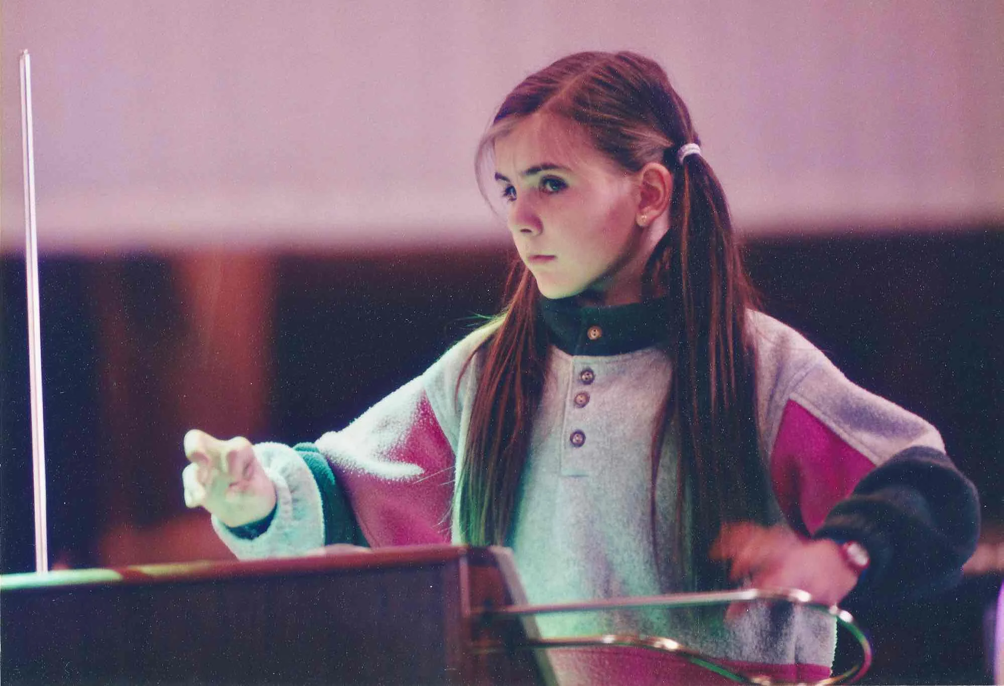 Carolina playing her Moog Big Briar 91A (1998)