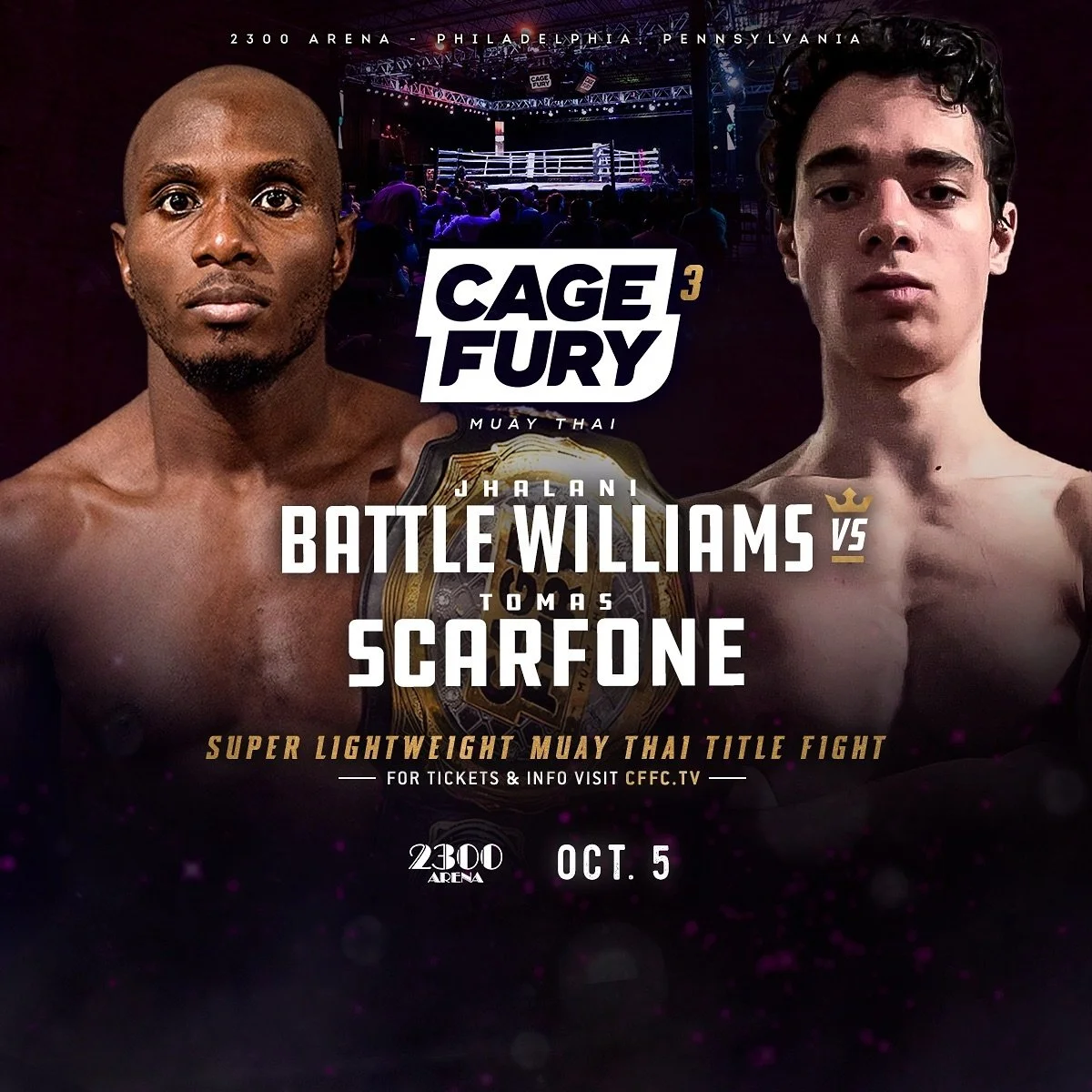 🥊 𝑪𝑭𝑭𝑪 𝑴𝑼𝑨𝒀 𝑻𝑯𝑨𝑰 𝑰𝑺 𝑩𝑨𝑪𝑲!
The art of eight limbs returns to Philly at the legendary @2300arena on Saturday October 5th with THREE Titles on the line!

🎟️ 𝙏𝙞𝙘𝙠𝙚𝙩𝙨 𝙤𝙣 𝙨𝙖𝙡𝙚 𝙣𝙤𝙬, 𝙗𝙚 𝙨𝙪𝙧𝙚 𝙩𝙤 𝙨𝙪𝙥𝙥𝙤𝙧𝙩 𝙮𝙤?