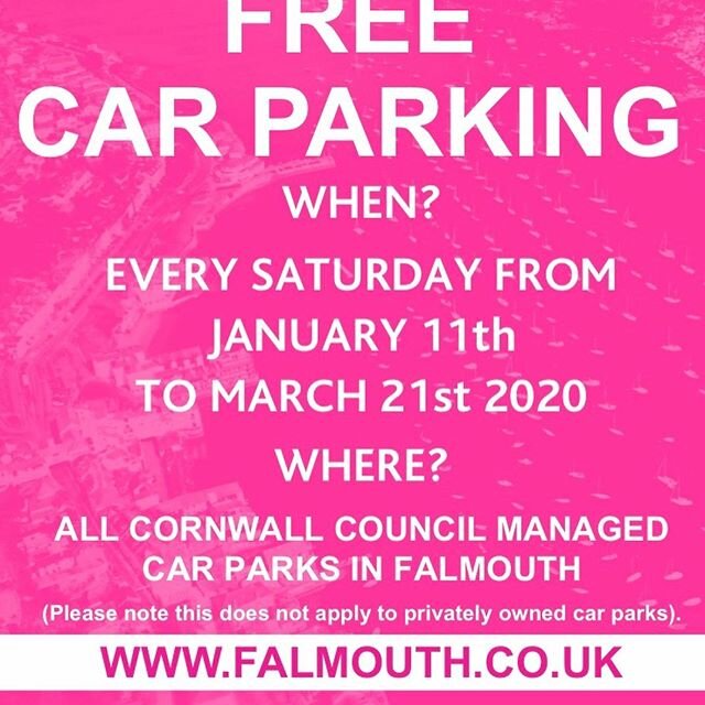 Great day to come into Falmouth free parking in all council run car parks today great new stock arriving daily