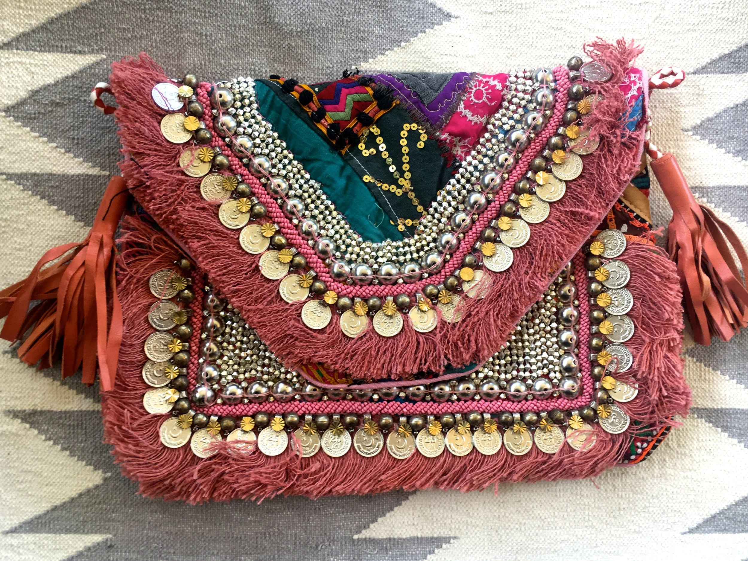 Large Pink Boho Clutch
