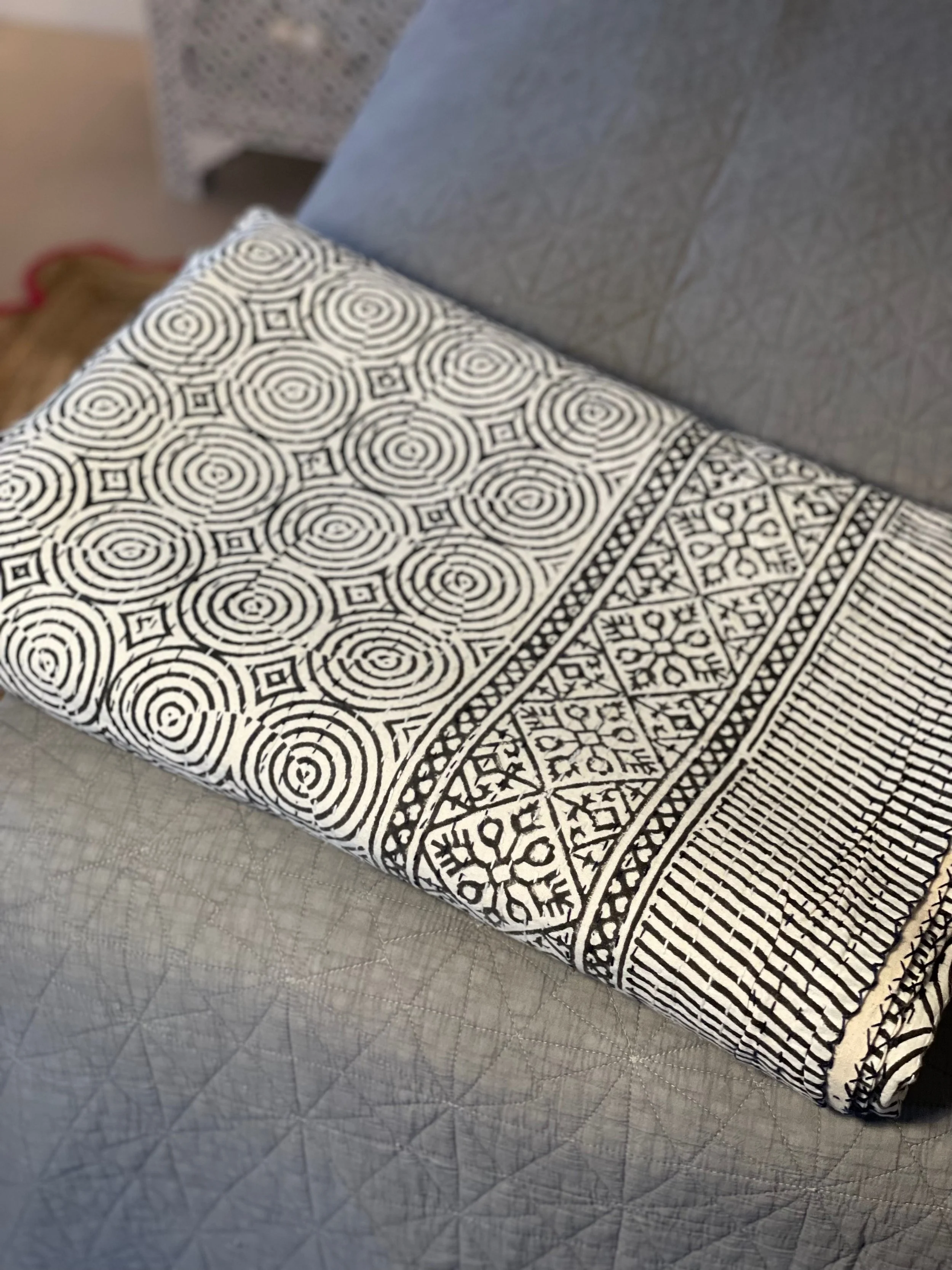 Black and White Swirl Kantha