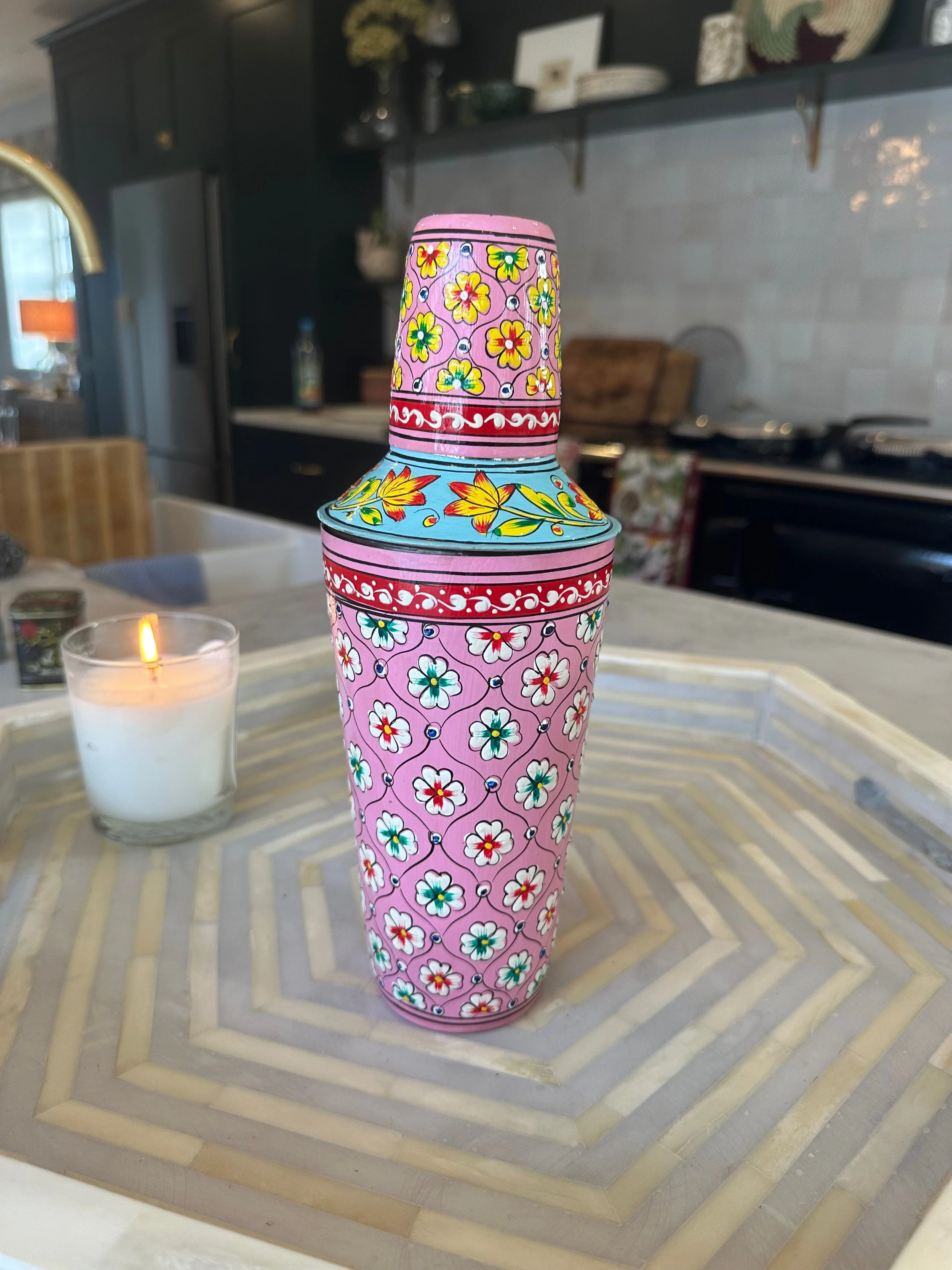 Large Hand Painted Cocktail Shaker
