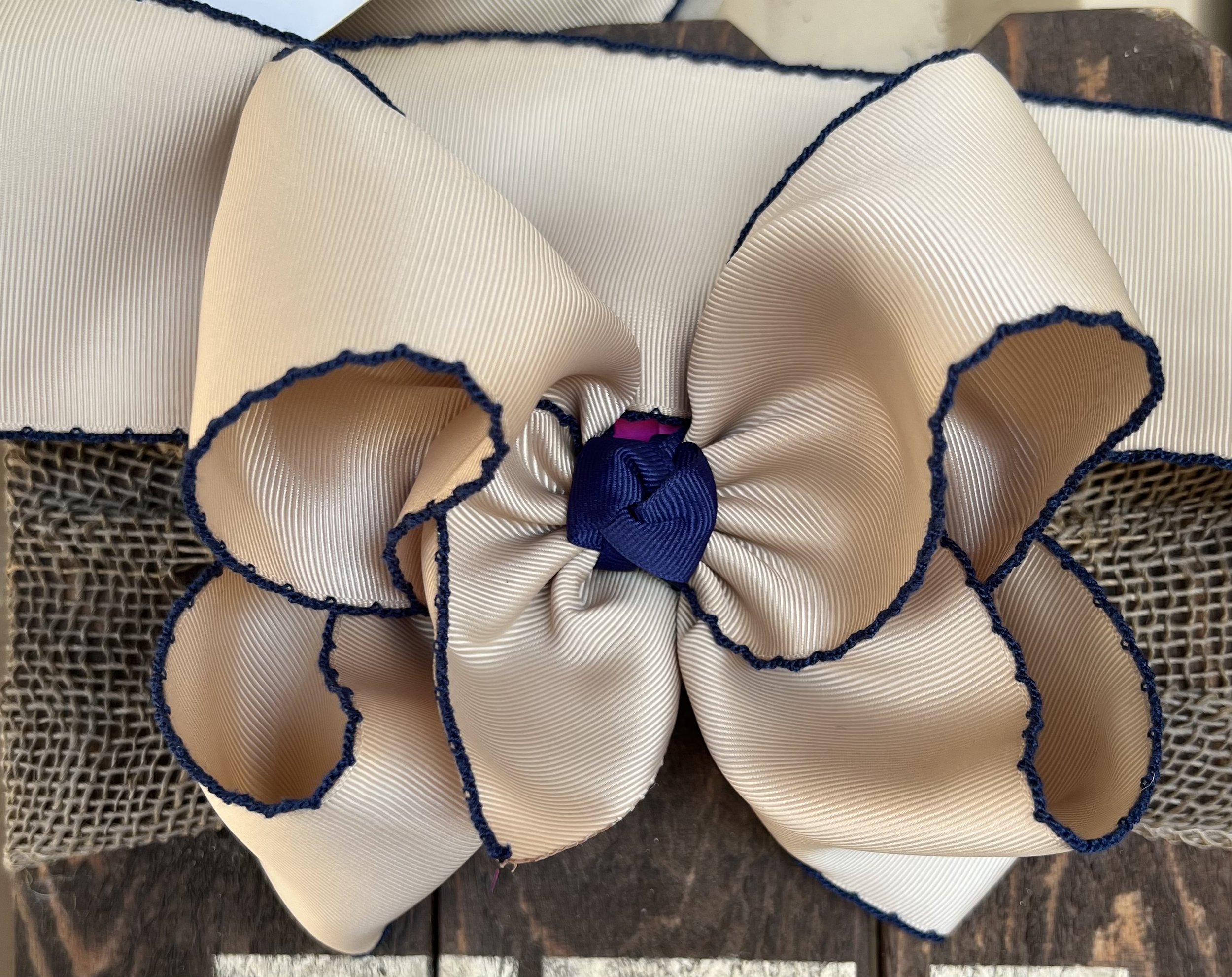 Oatmeal w/ Navy Moon Stitch