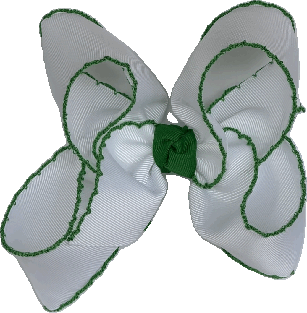 White w/ Green Moon Stitch