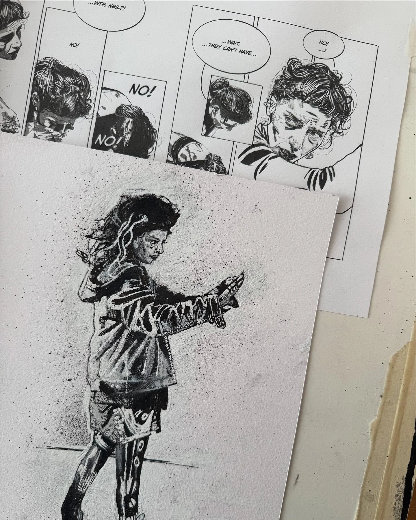 Full details coming soon. A new comic book project with support from The Arts Council England. I&rsquo;m currently busy working up frames and finalising details of the adaptation from film to graphic novel. - Process. A mixed media approach! 
.
.
.
#
