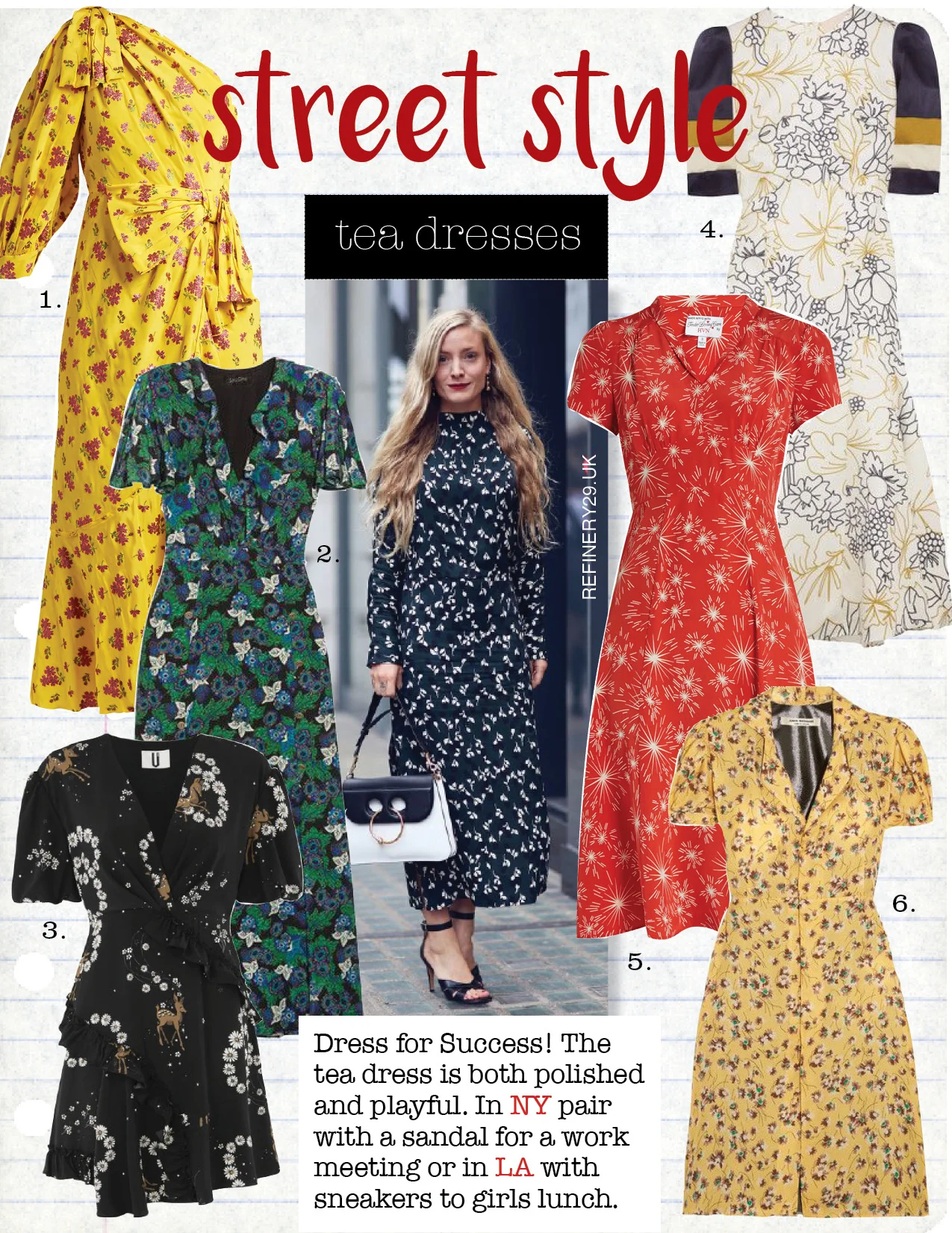 1. gucci floral fil coupe' silk-blend dress, $4037, matchesfashion.com 2. saloni josee printed silk-crepe maxi dress, $605, net-a-porter.com 3. top shop alice tea dress by unique, $380, topshop.com 4. roksanda thalia printed silk-twill dress, $2100, net-a-porter.com 5. hvn morgan firework-print short-sleeved dress, $750, matchesfashion.com 6. junya watanabe floral-print chiffon and lame' dress, $815, net-a-porter.com