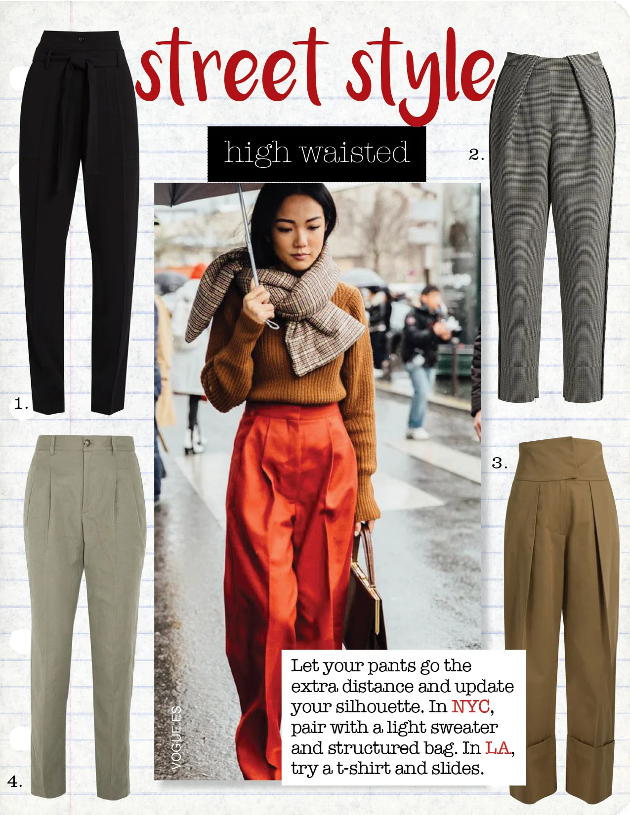 1. vanessa bruno espagny high-rise tapered-leg crepe trousers, $518, matchesfashion.com 2. balenciaga high-waisted tapered-leg hound's-tooth trousers, $856, matchesfashion.com 3. PREEN LINE TERRI HIGH-RISE COTTON GABARDINE TROUSERS, $381, MATCHESFASHION.COM 4. A.P.C. LENA COTTO AND LINEN-BLEND TAPERED PANTS, $310, NET-A-PORTER.COM