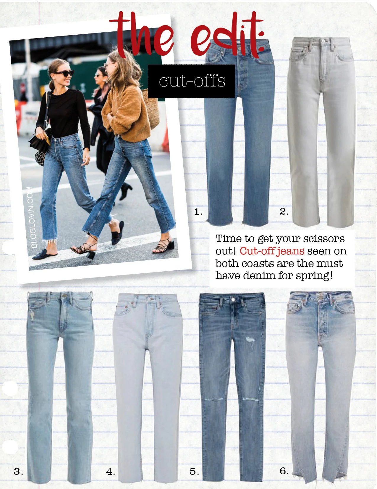 1. grlfrnd helena cropped distressed mid-rise straight-leg jeans, $230, net-a-porter.com 2. re/done originals stove pipe high-rise straight-leg jeans, $348, matchesfashion.com 3. m.i.h. jeans daily high-rise slim-leg jeans, $277, matchesfashion.com 4. re/done high-rise stove pipe straight-leg jeans, $277, net-a-porter.com 5. h&m skinny regular jeans, $29, hm.com 6. grlfrnd carmen frayed mid-rise straight-leg jeans, $210, net-a-porter.com
