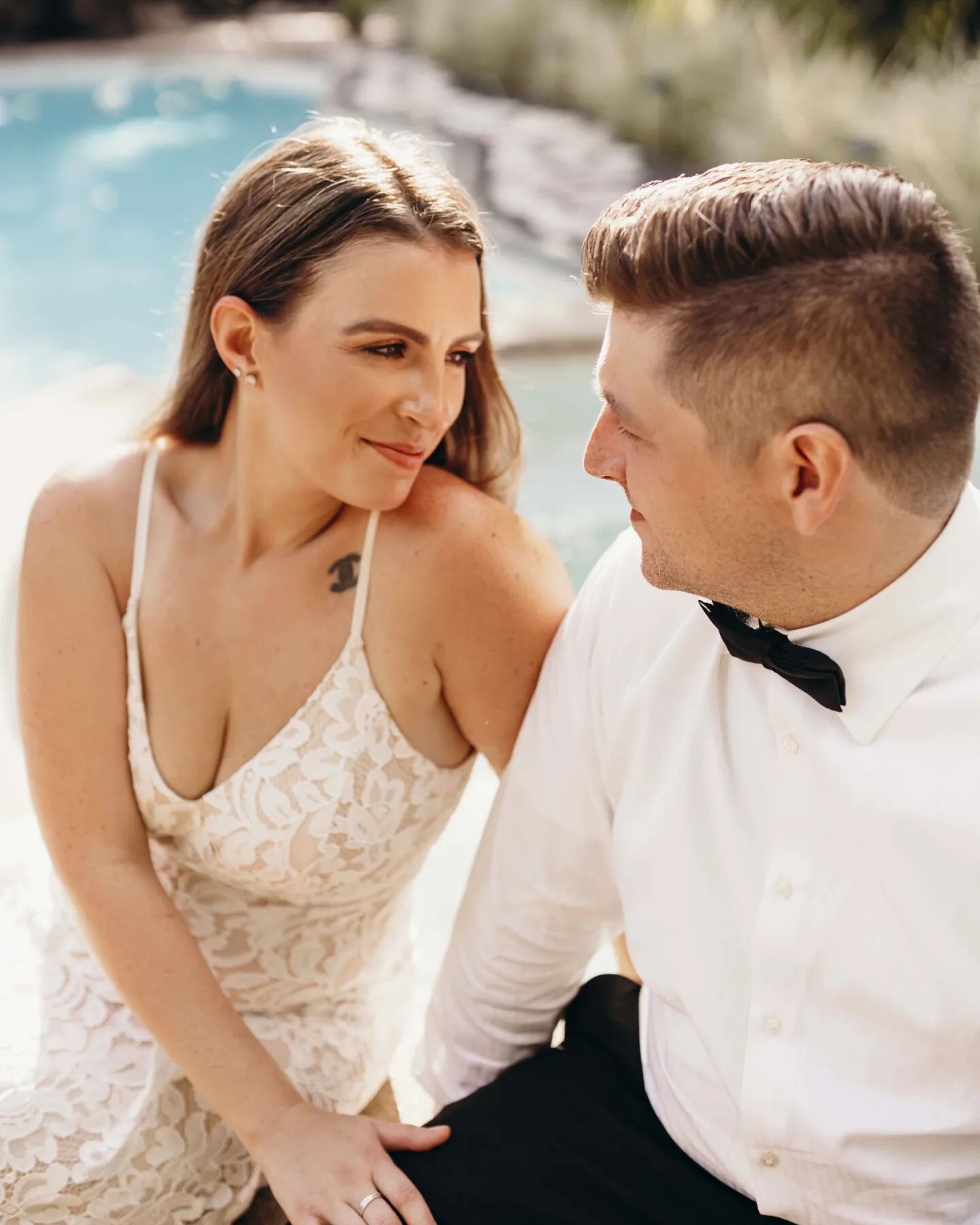 Intimate affairs are always some of my favorites. Backyard weddings take the cake for some of the most care free and fun ways to celebrate nuptials. The icing on this cake? My couple took a dive right into the pool after sharing their first bites of 