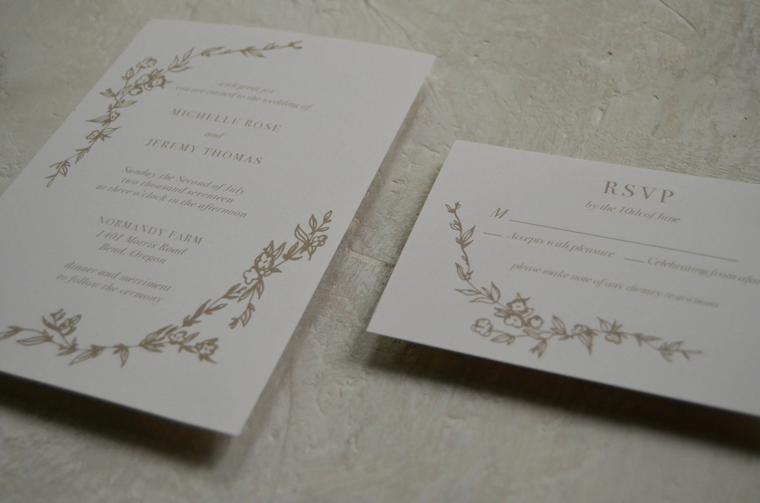 Portland Letterpress Wedding Invitation