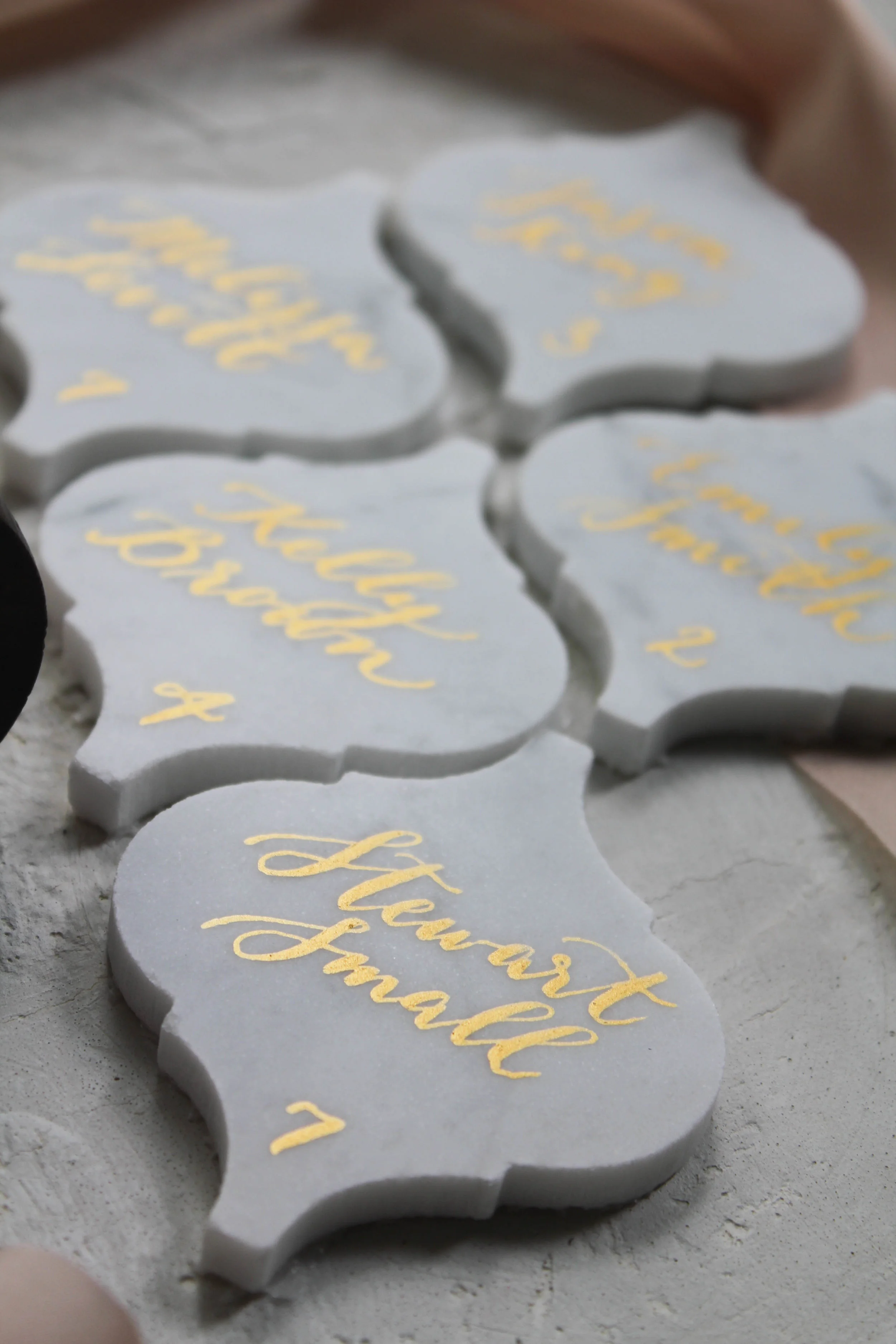 Lantern marble place card | arabesque marble place card