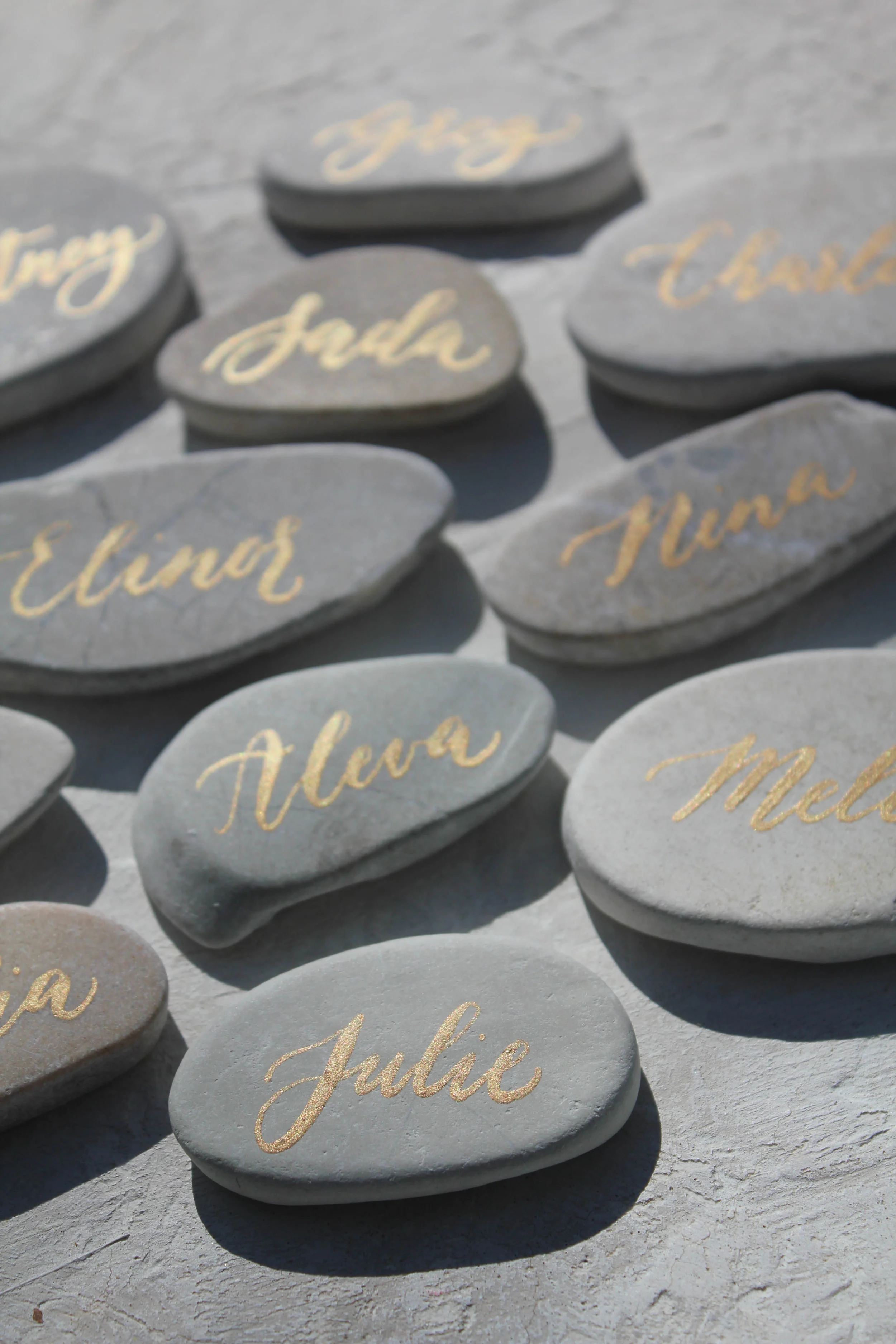 stone calligraphy place card | escort card | garden wedding place card