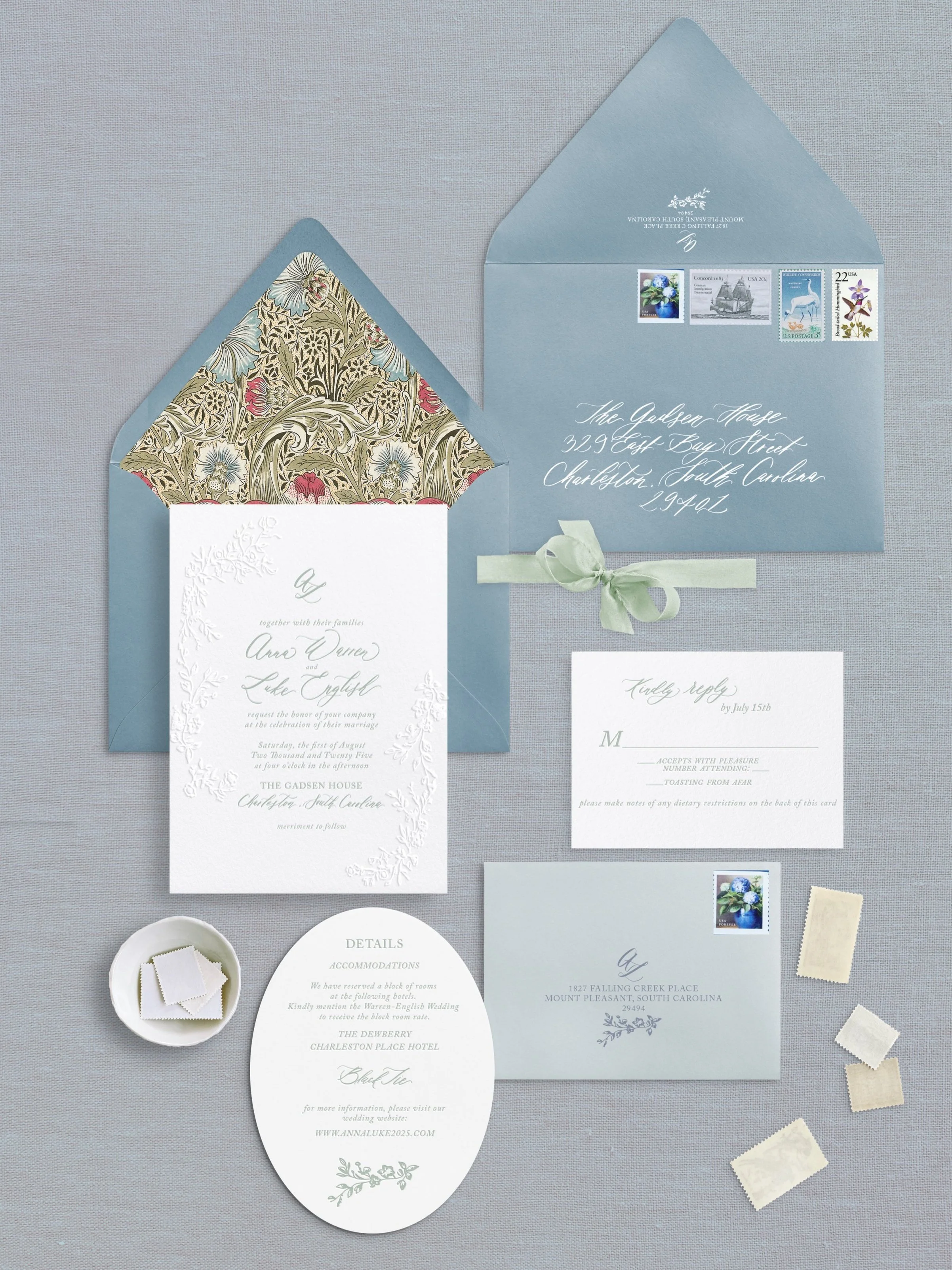letterpress semi custom wedding invitation
