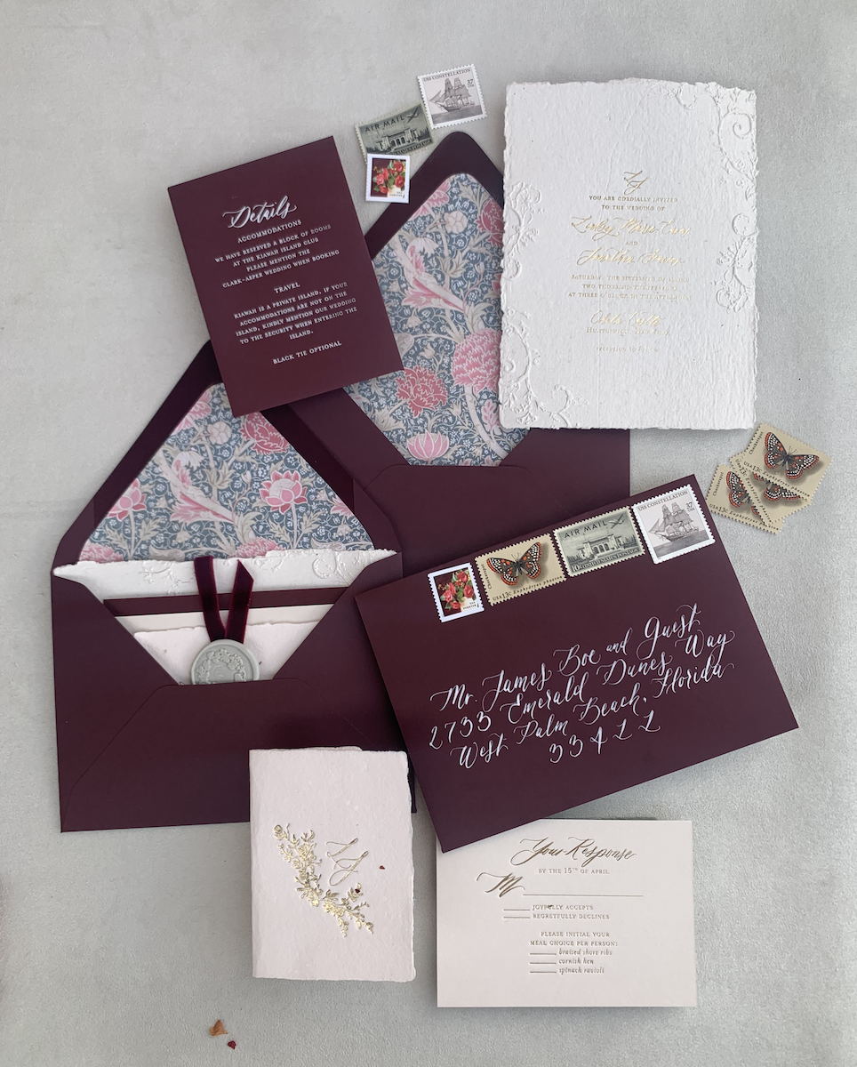 handmade paper wedding invitations with embossed edges