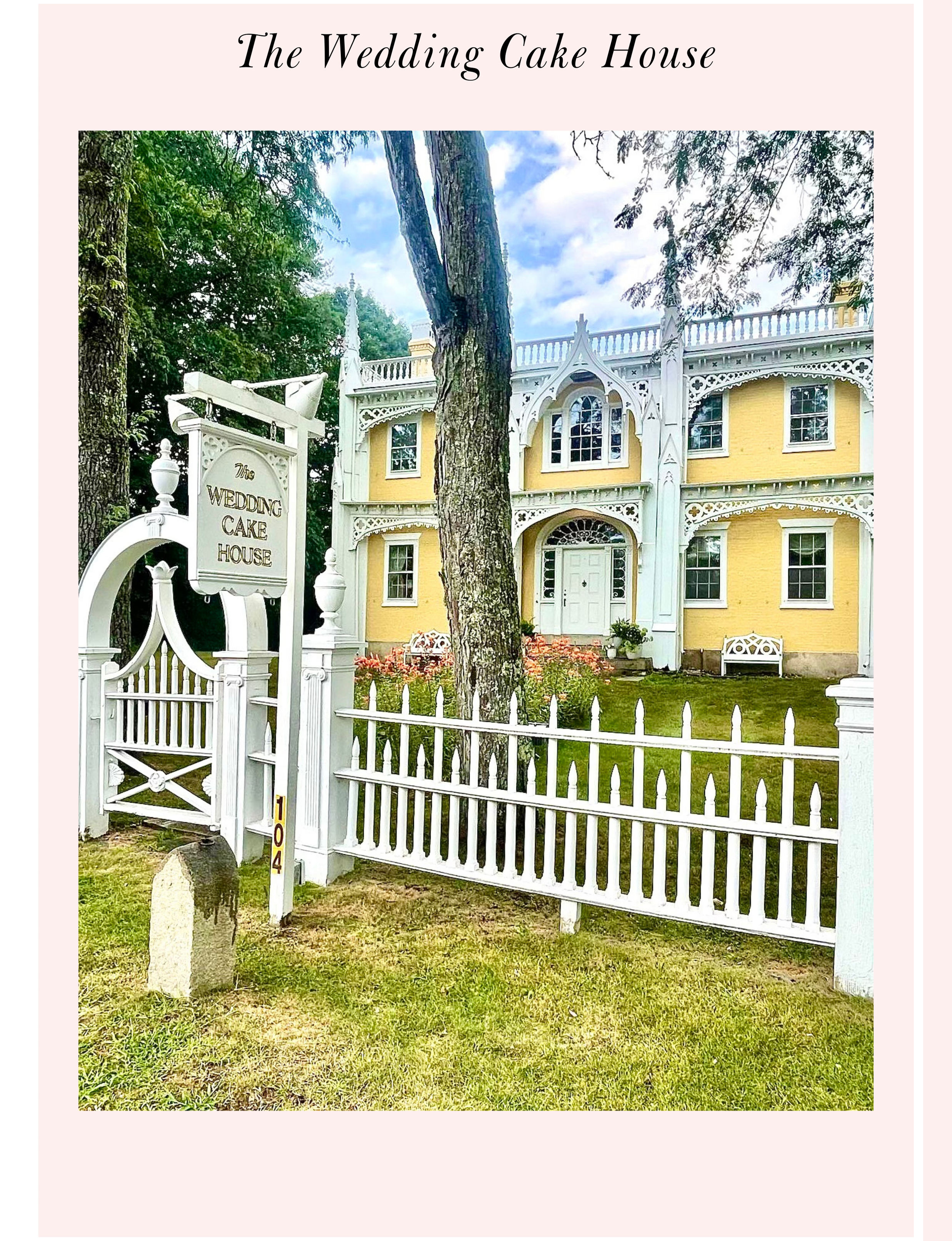 The Wedding Cake House (officially the George W. Bourne House) located at 104 Summer Street in Kennebunk, Maine