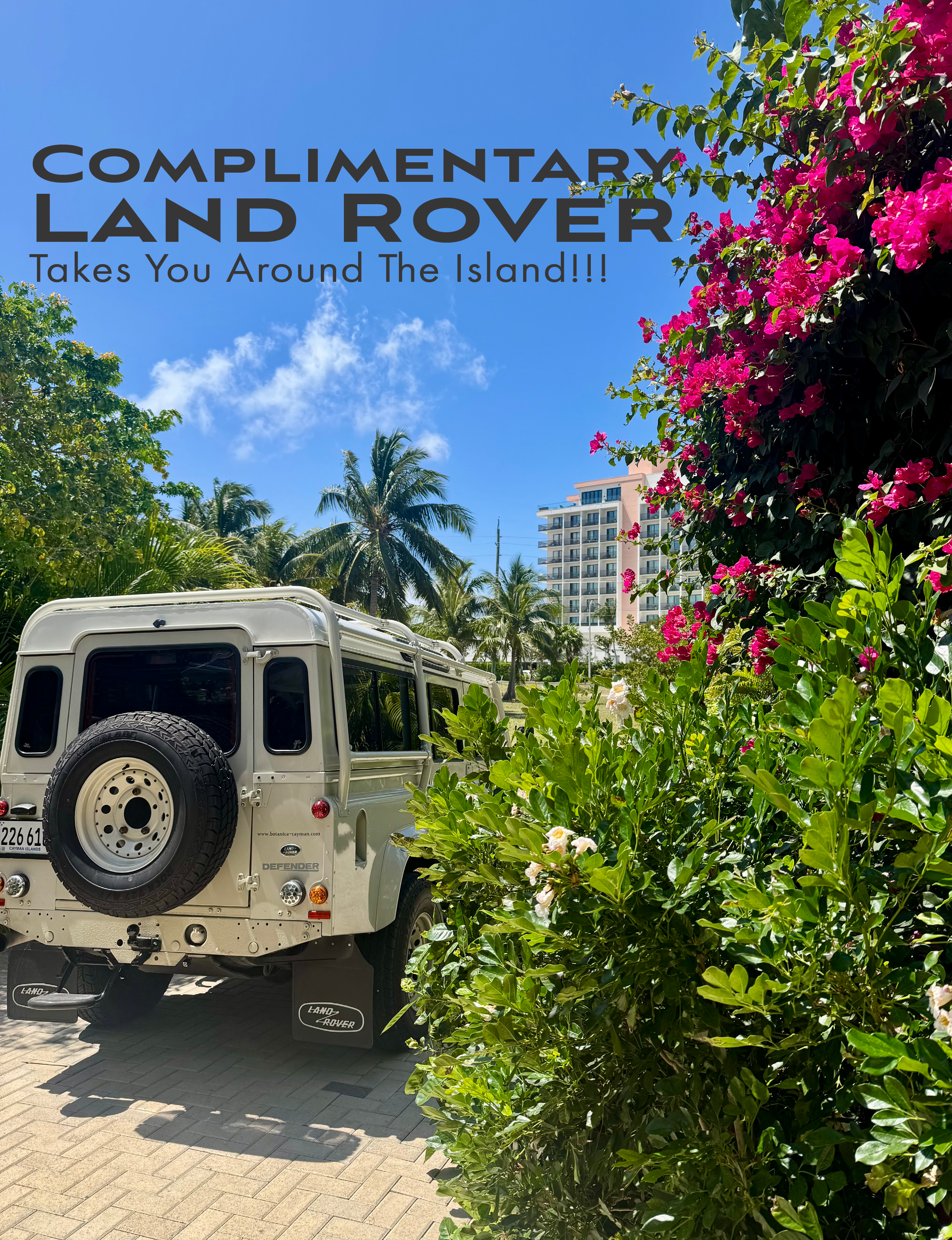 complimentary Land Rover at Botanica Luxury Cottages located in Grand Cayman, Cayman Islands