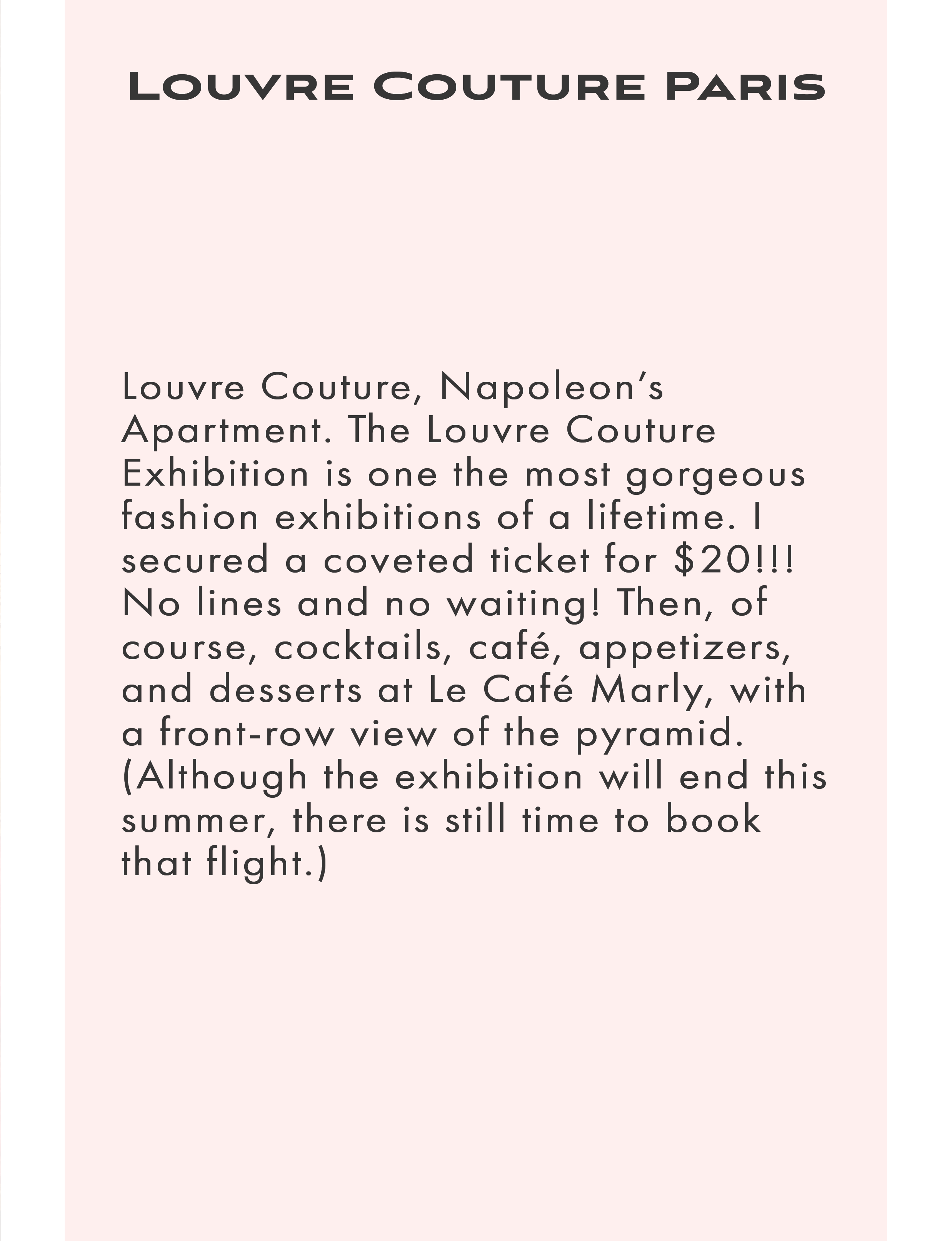 about  "Louvre Couture. Art and fashion: statement pieces" exhibition at the Musée du Louvre