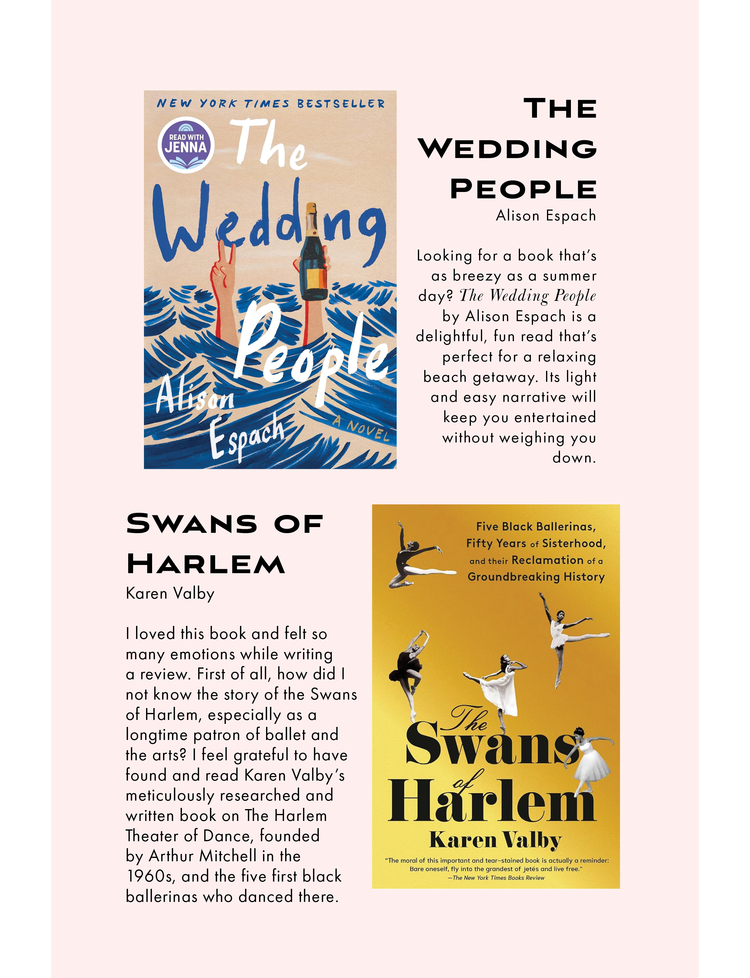 The Paris House Book Club: The Wedding People, Swans of Harlem, Raising Hare, and more