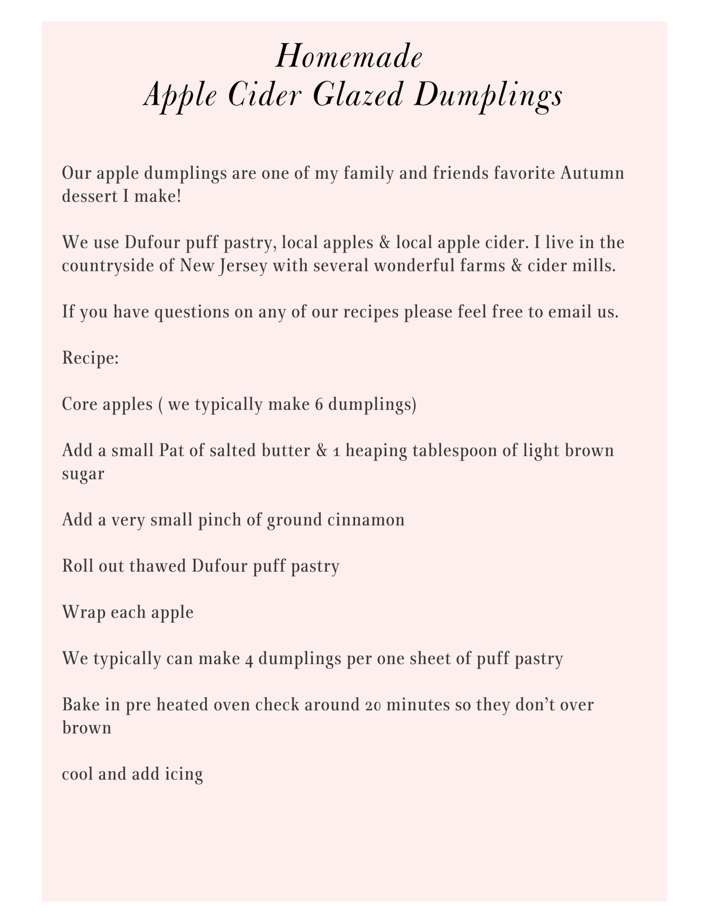 Recipe for Homemade Apple Cider Glazed Dumplings