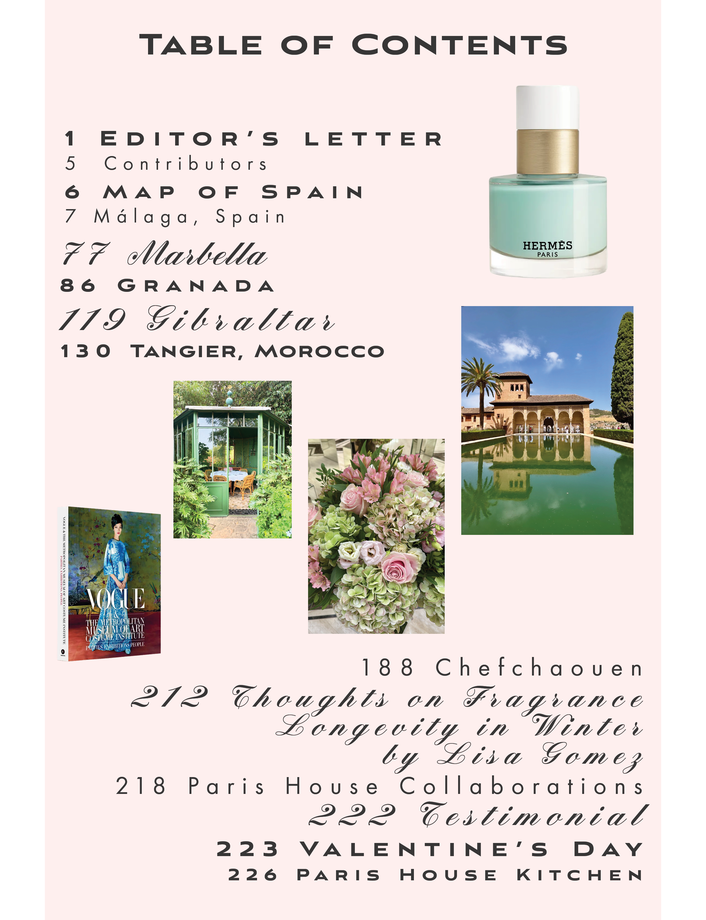 Sunday Guides by The Paris Table of Contents page 1
