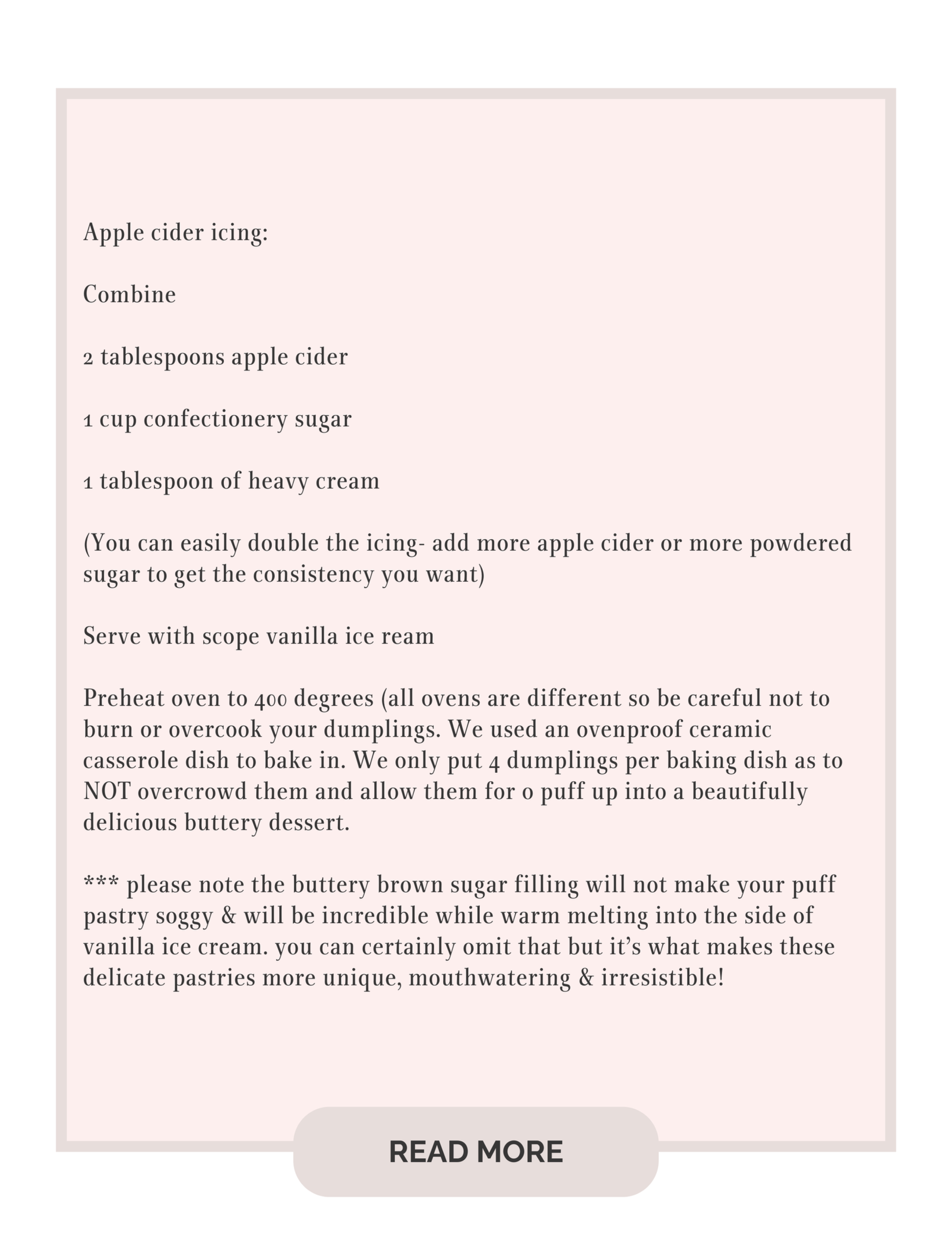 Recipe for Homemade Apple Cider Glazed Dumplings