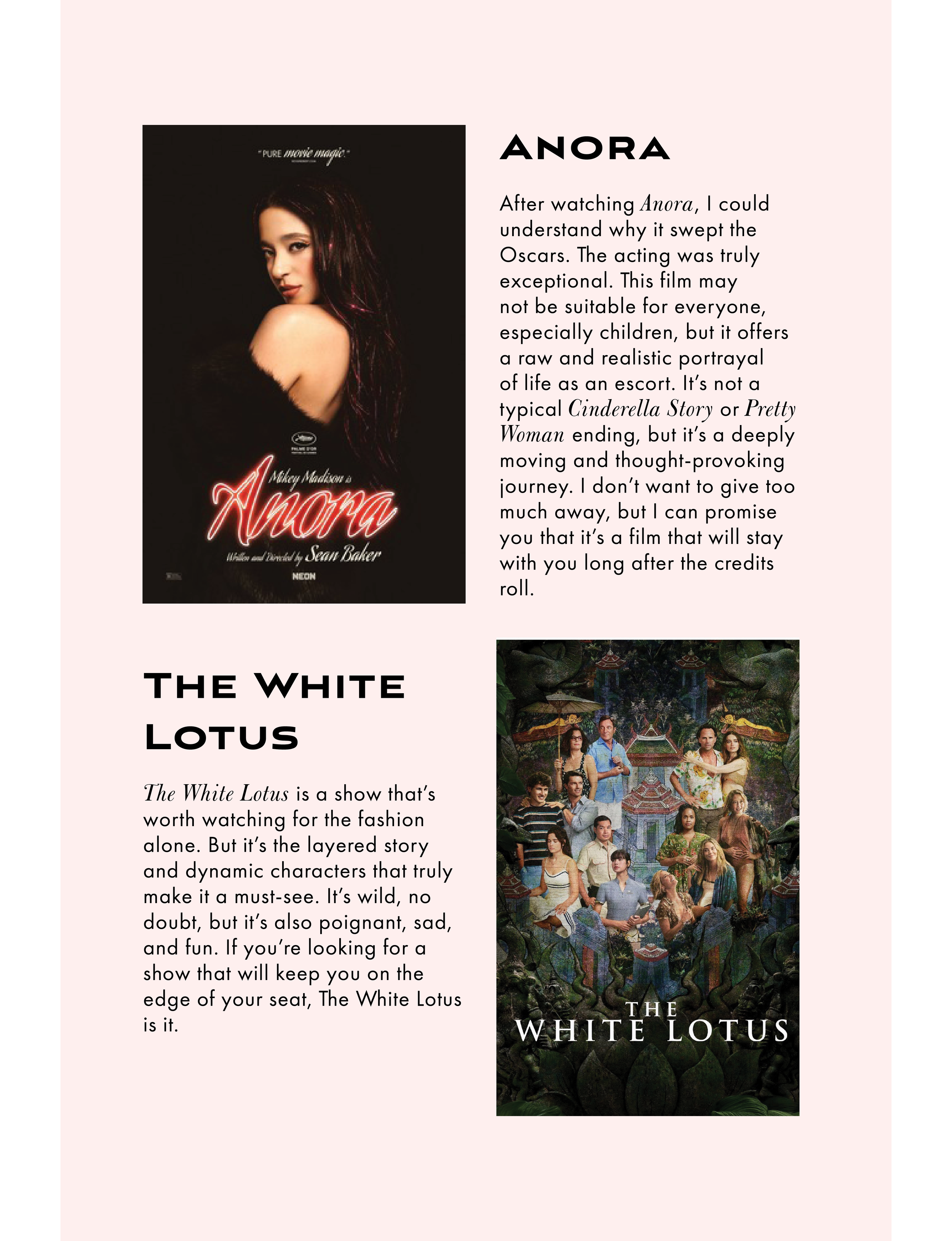 binge watch Anora and The White Lotus