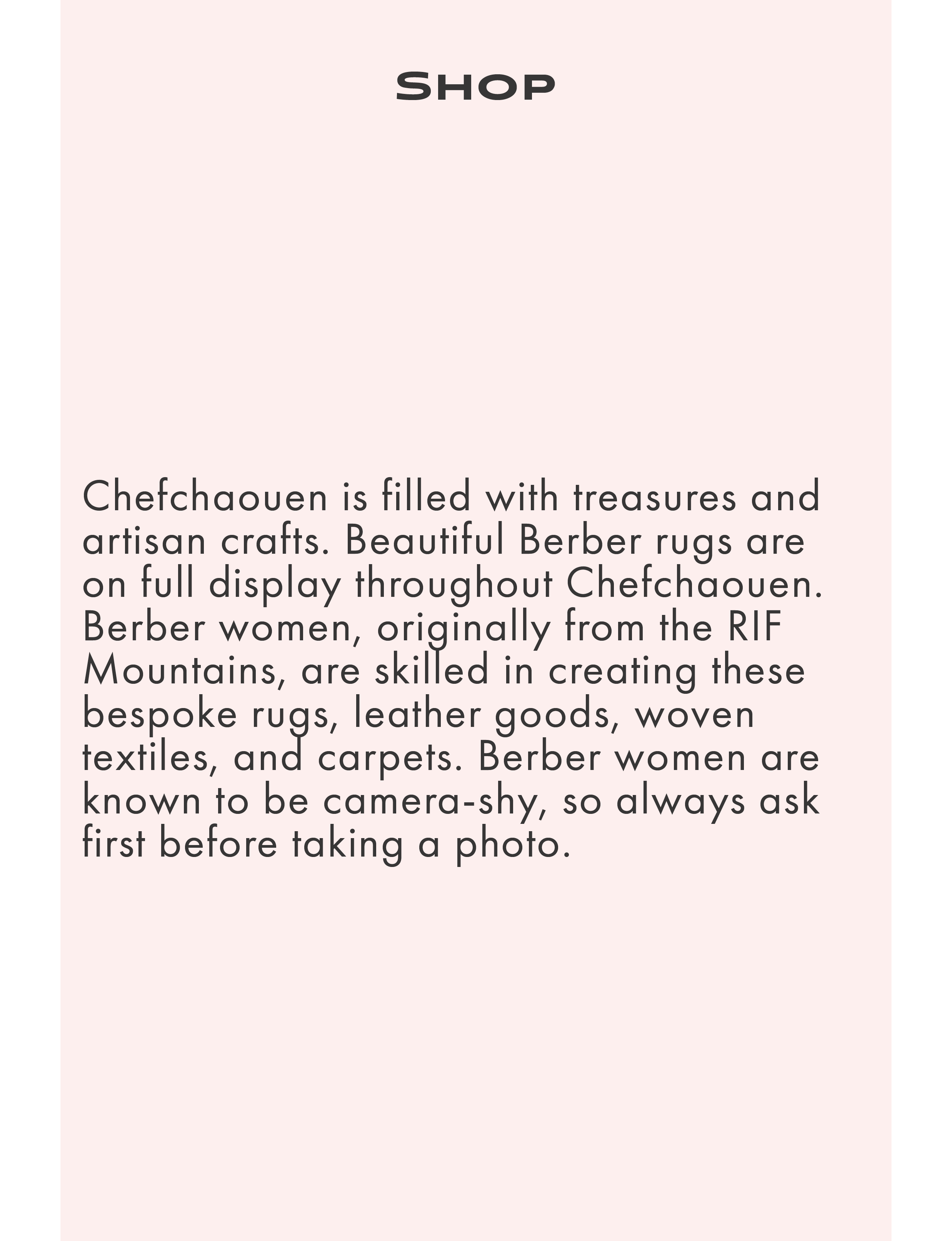 Where to shop in Chefchaouen Morocco Berger rugs and crafts
