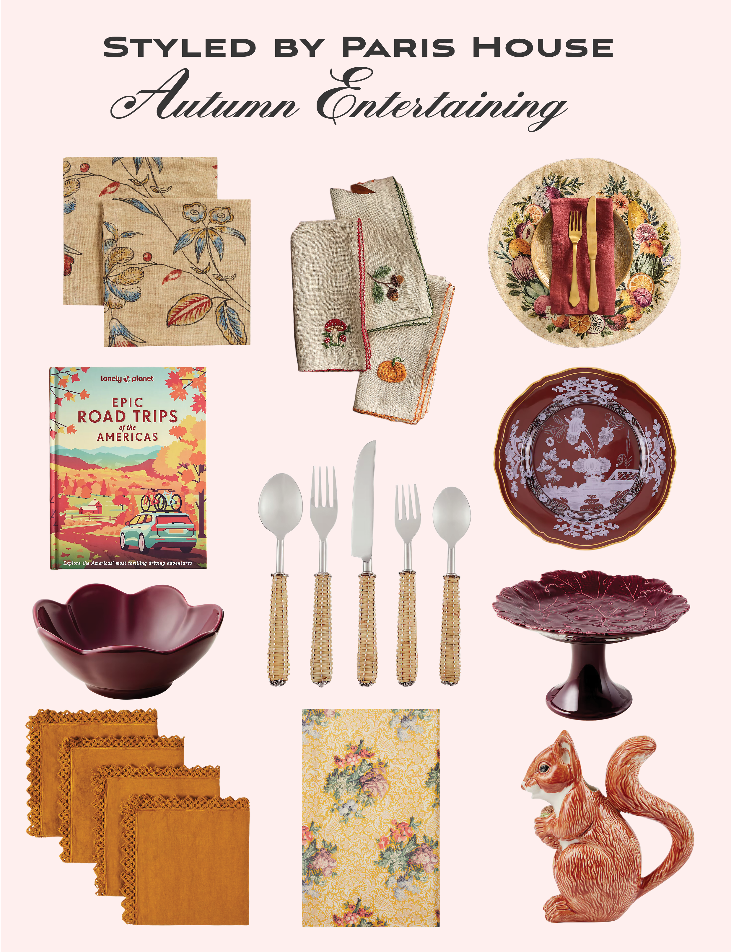 Autumn Entertaining home decor floral napkins place setting table setting