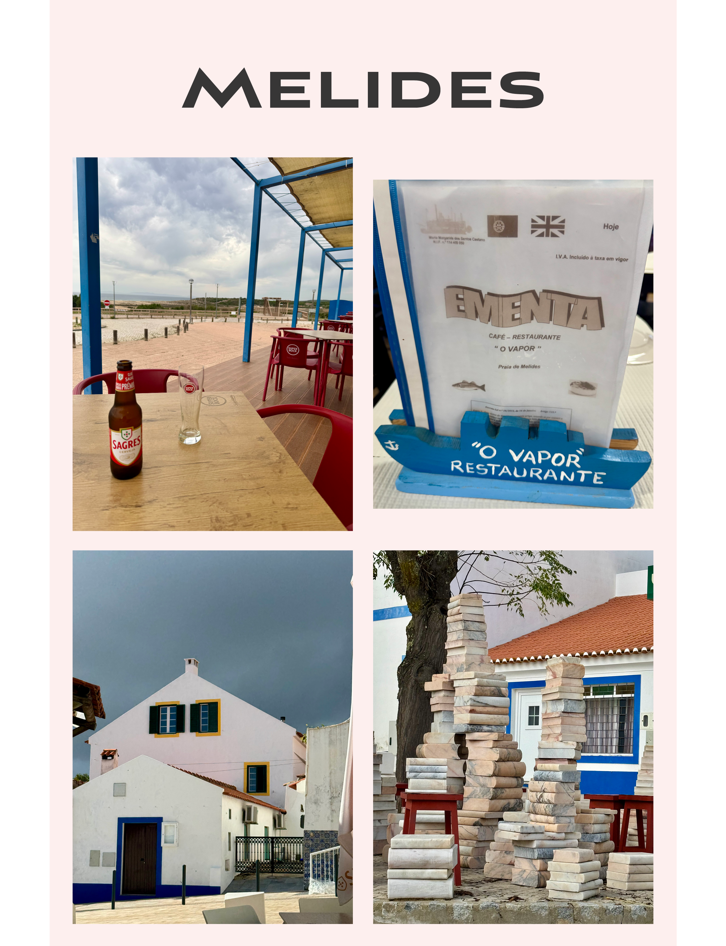 Melides Portugal beach restaurant houses art sculpture