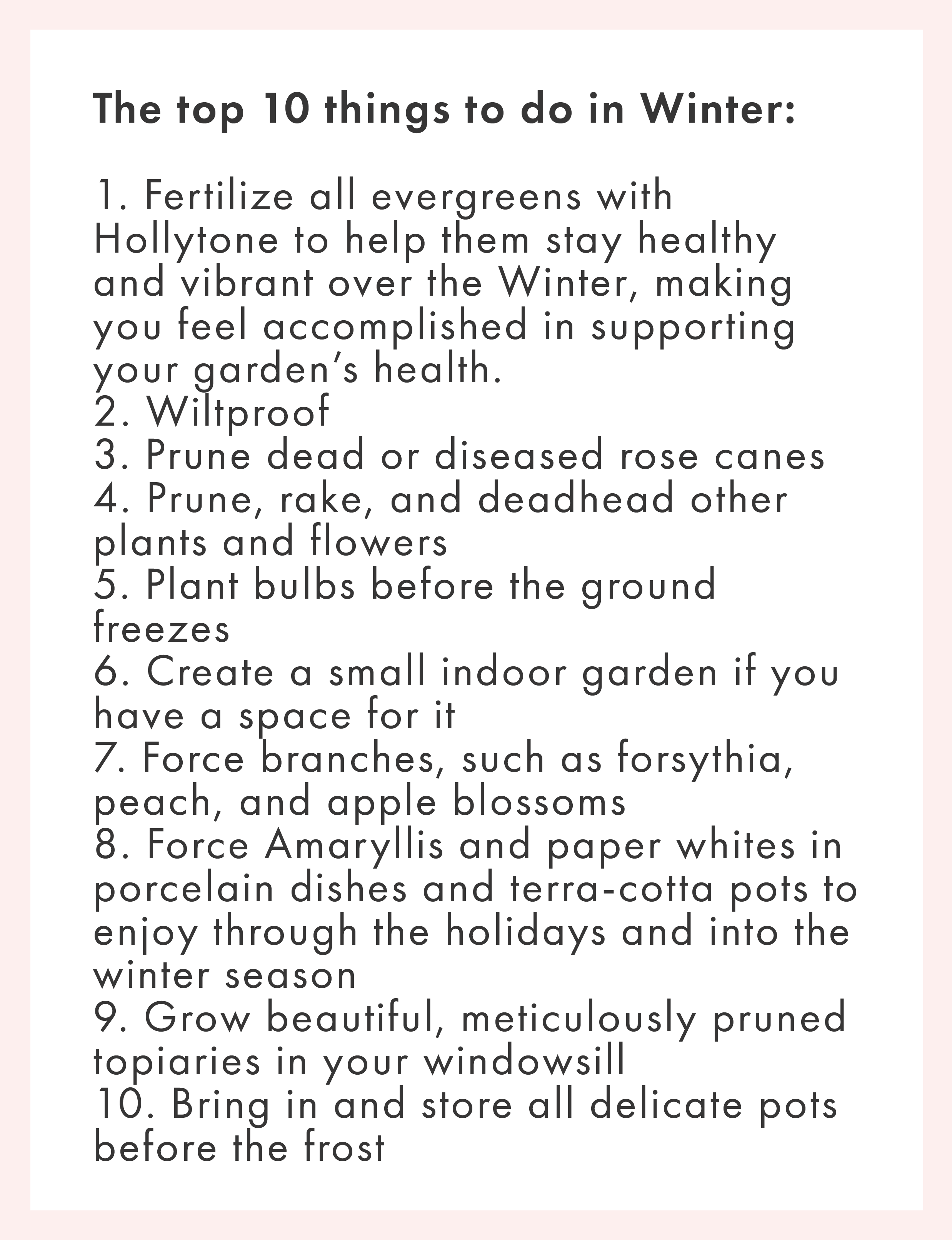 the top ten gardening tips in winter