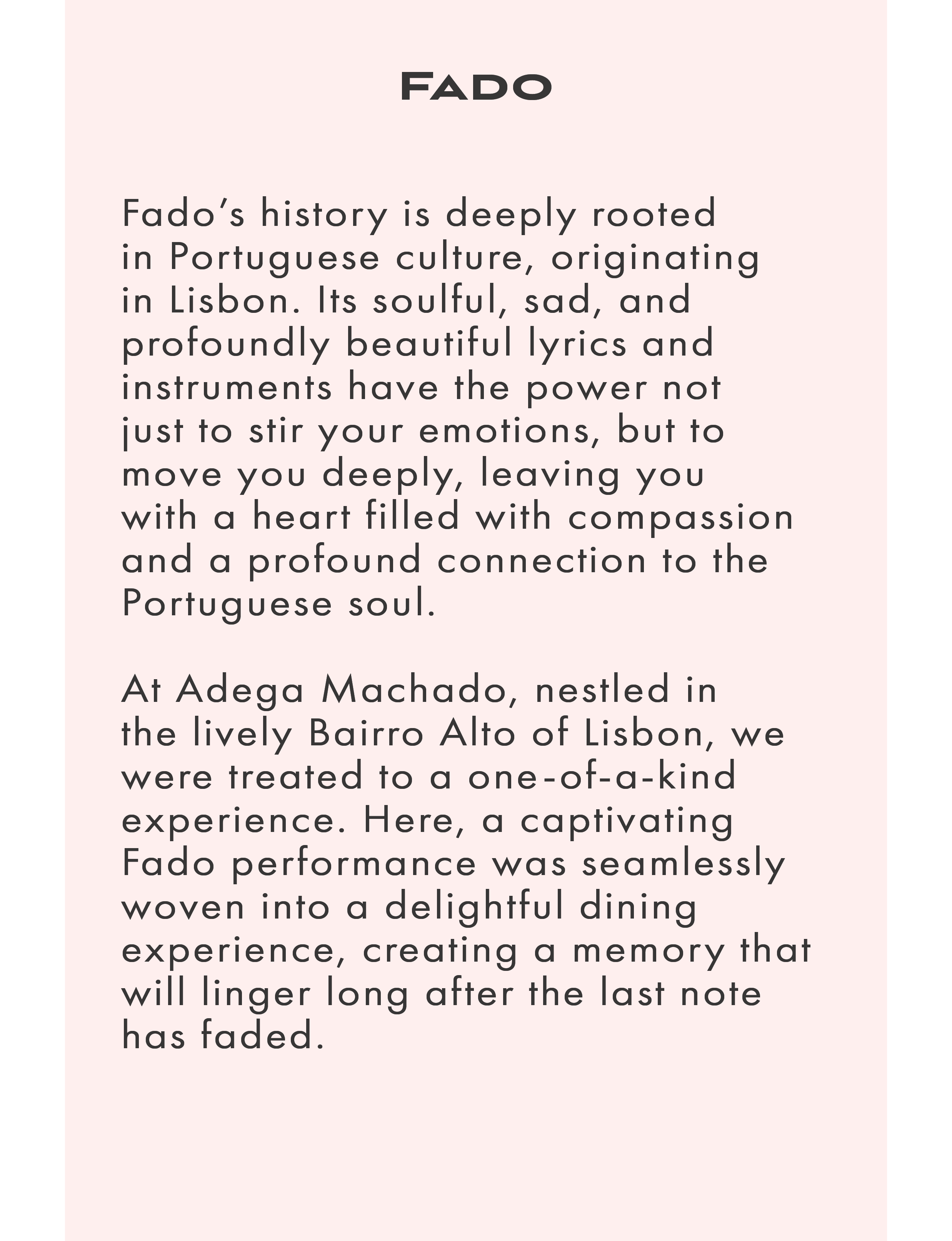 About Fado and Adega Machado in Lisbon Portugal