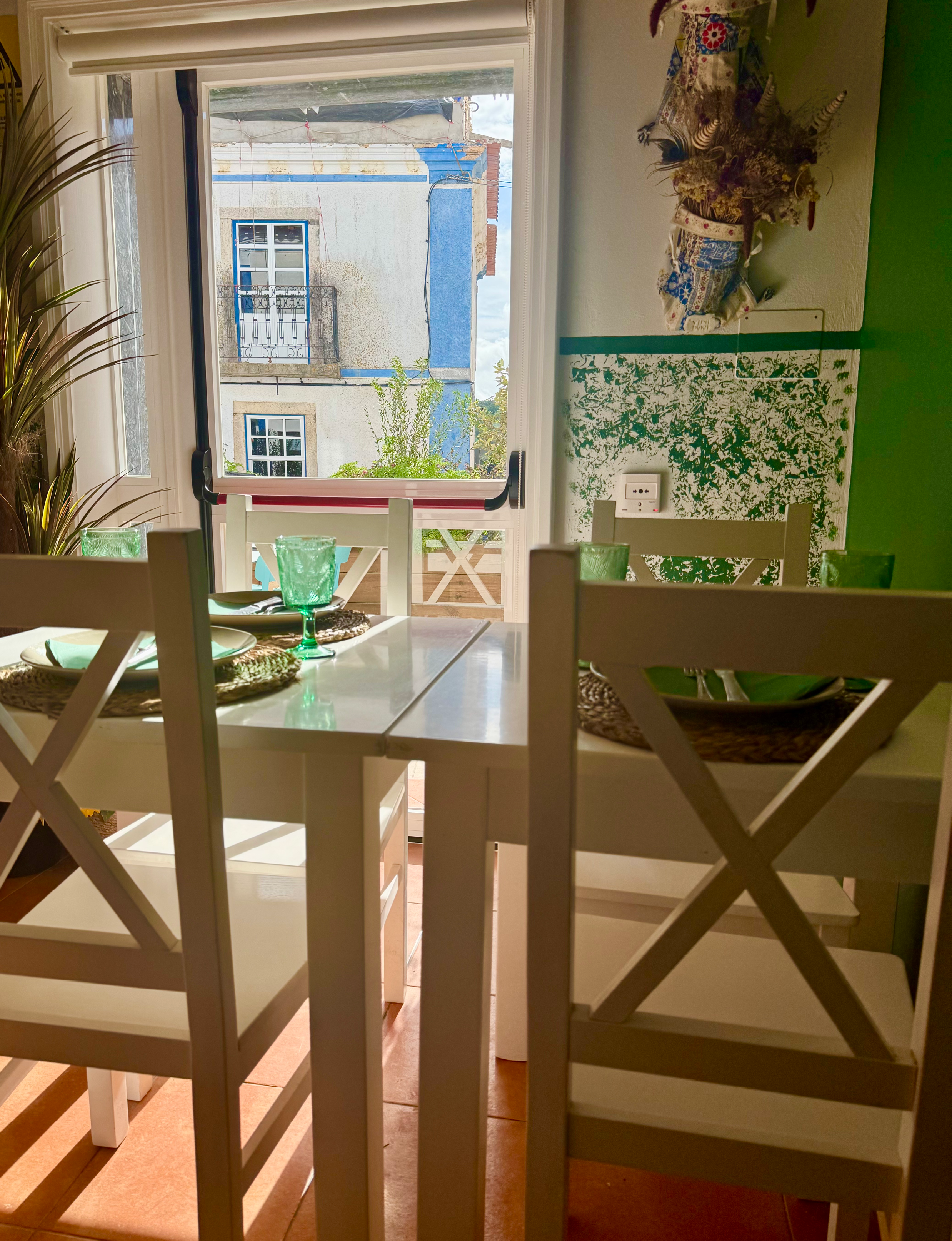 Melides Portugal restaurant with green interior