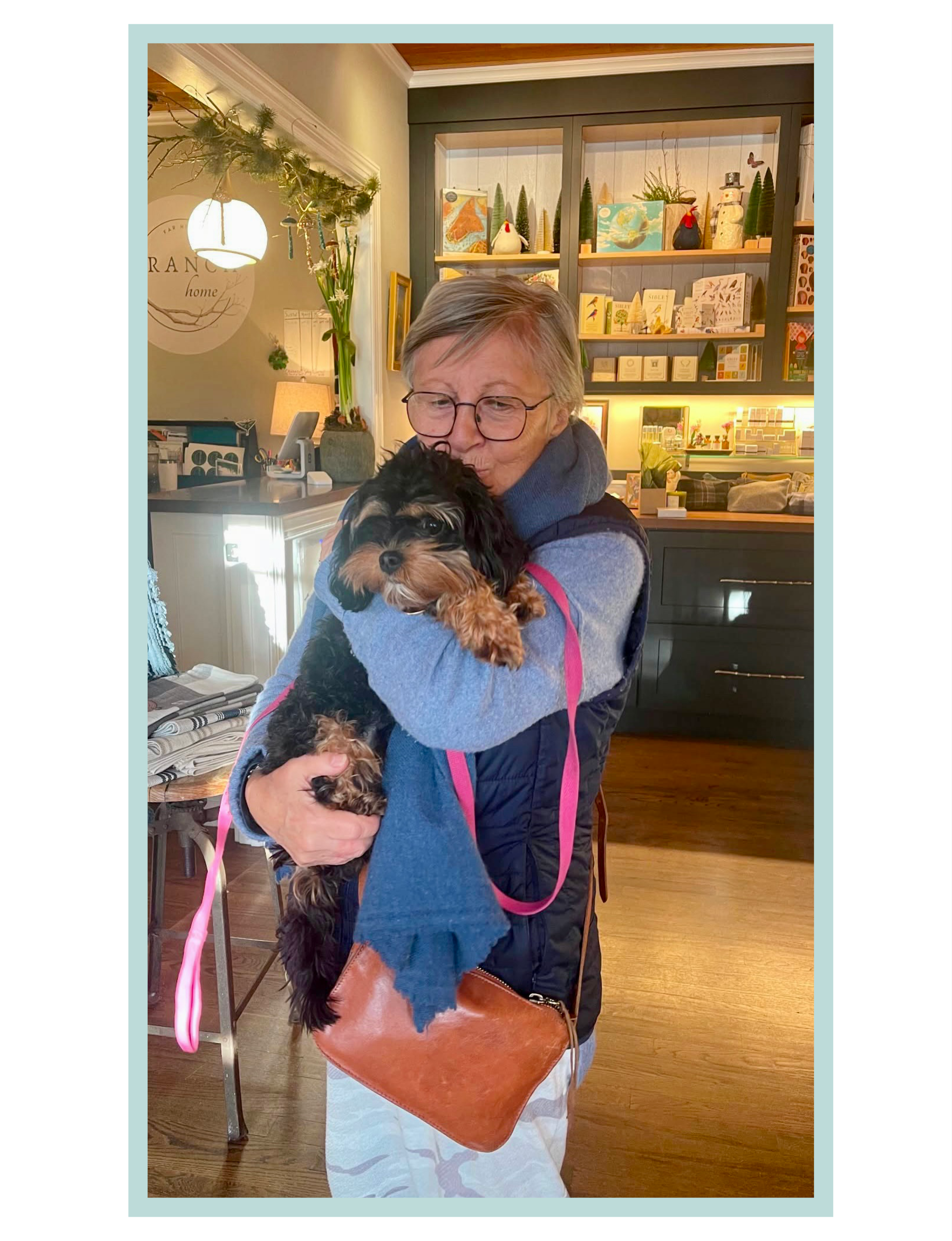 Artist Therese Allebe Ambrose with her dog