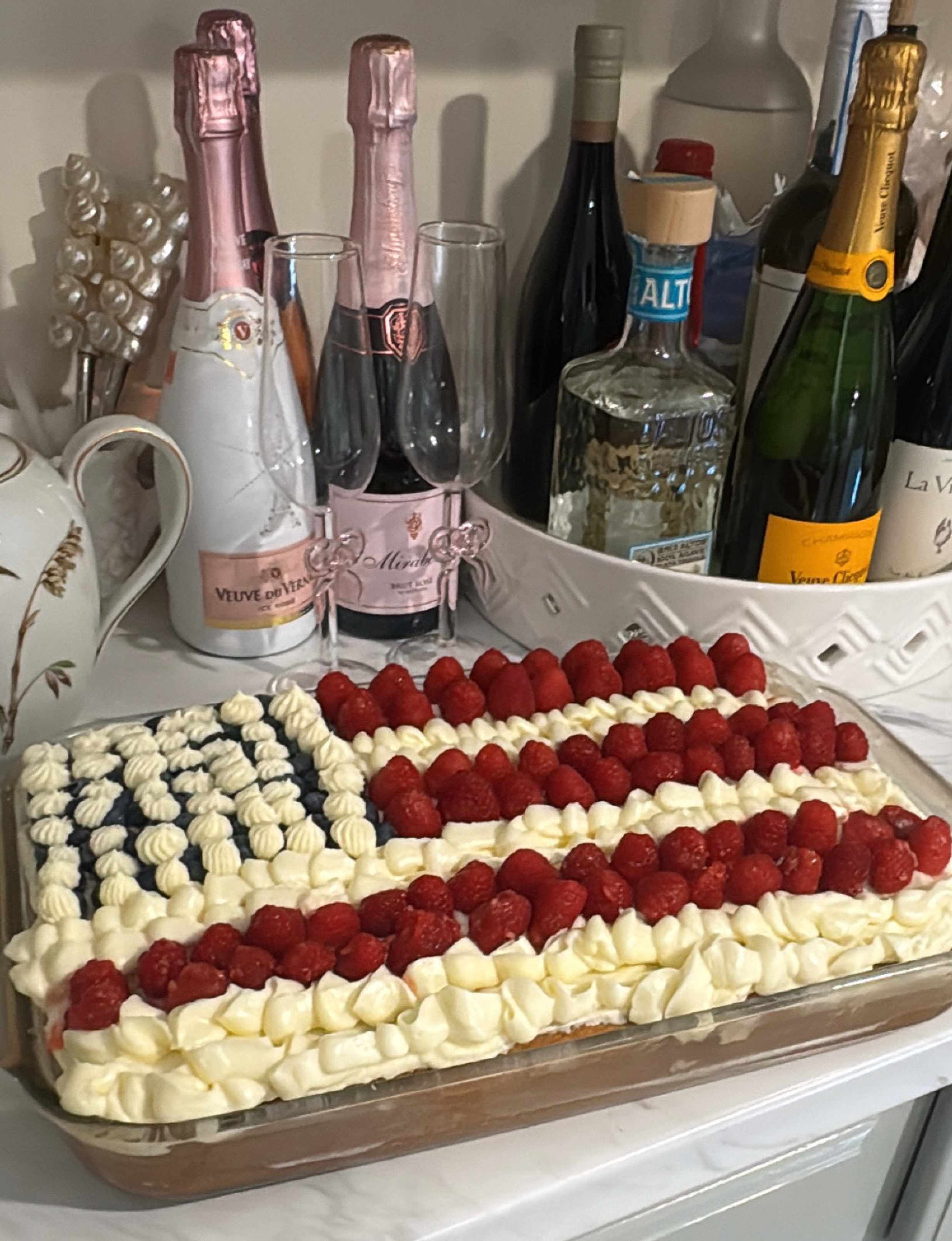 4th of July red white and blue berry cake