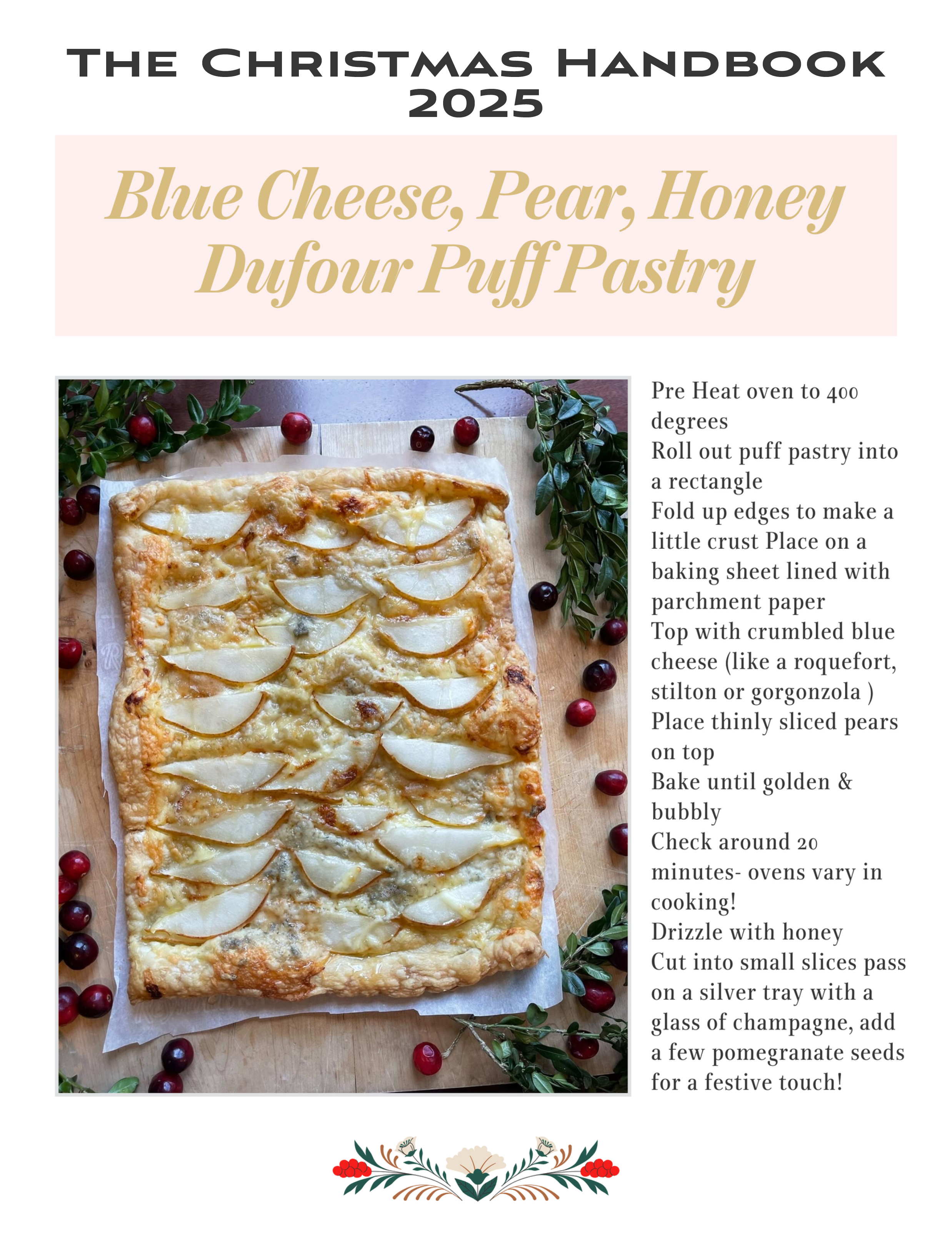 Recipe for Blue Cheese, Pear, Honey, Dufour Puff Pastry