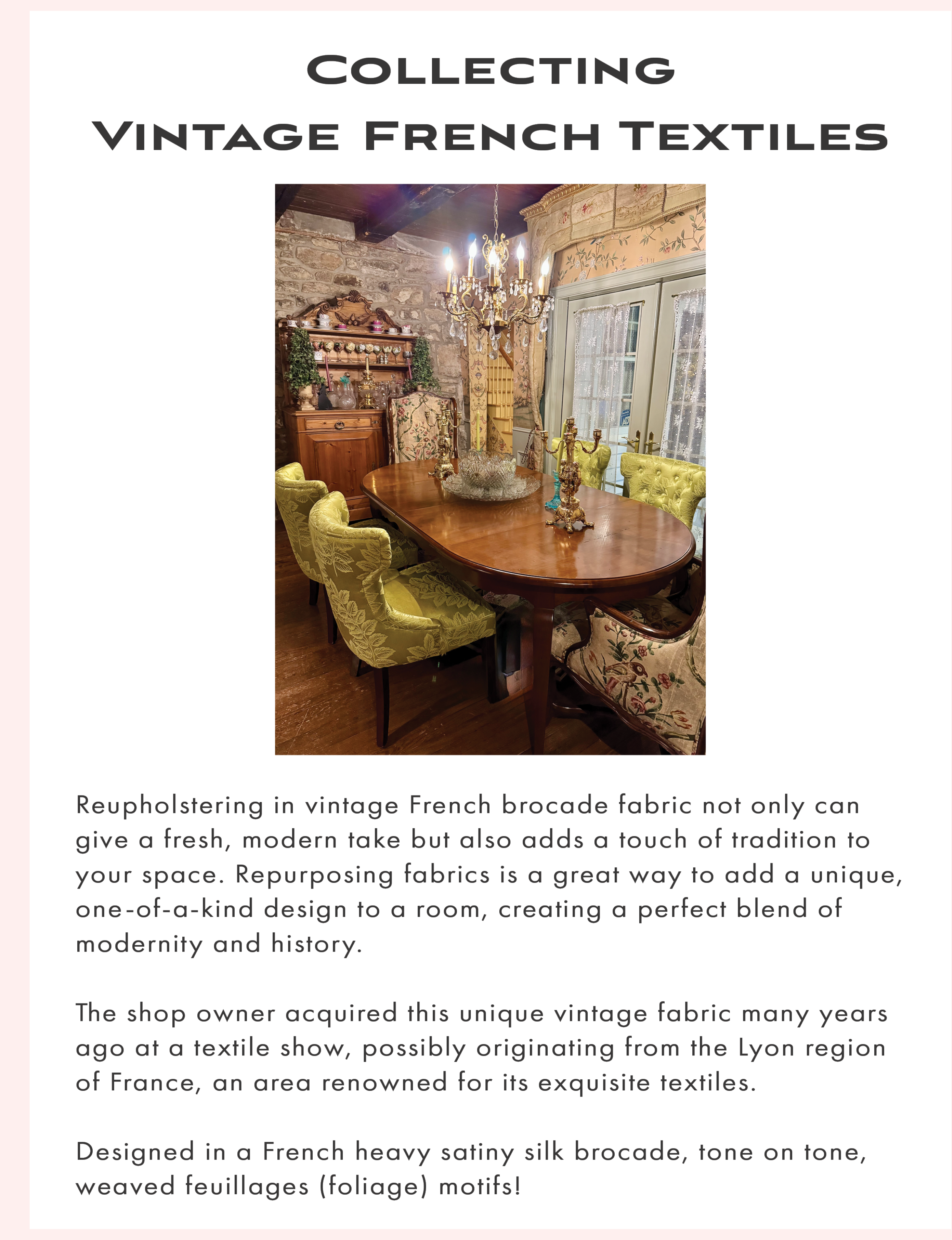 about vintage French textiles
