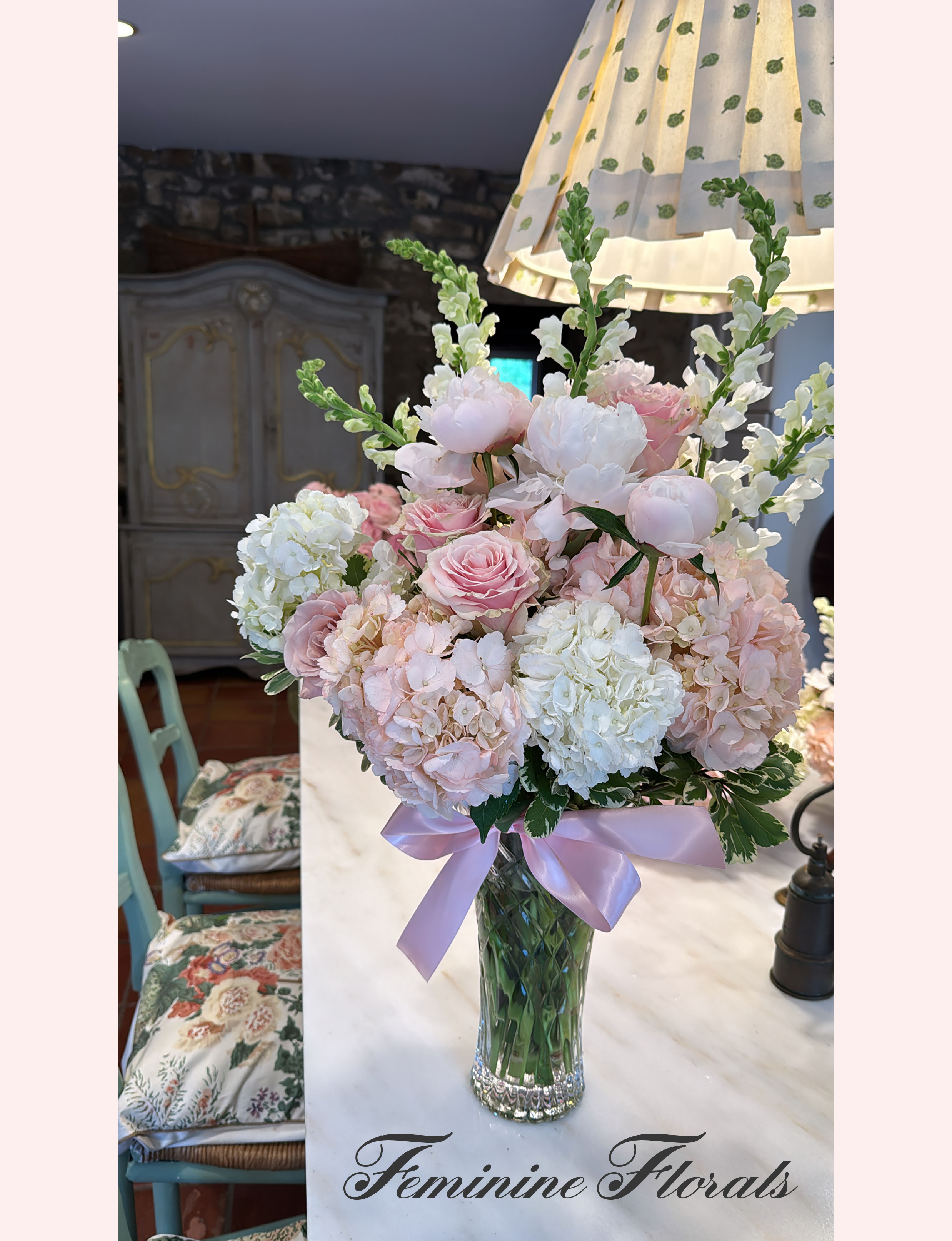 Feminine Florals pink and white roses