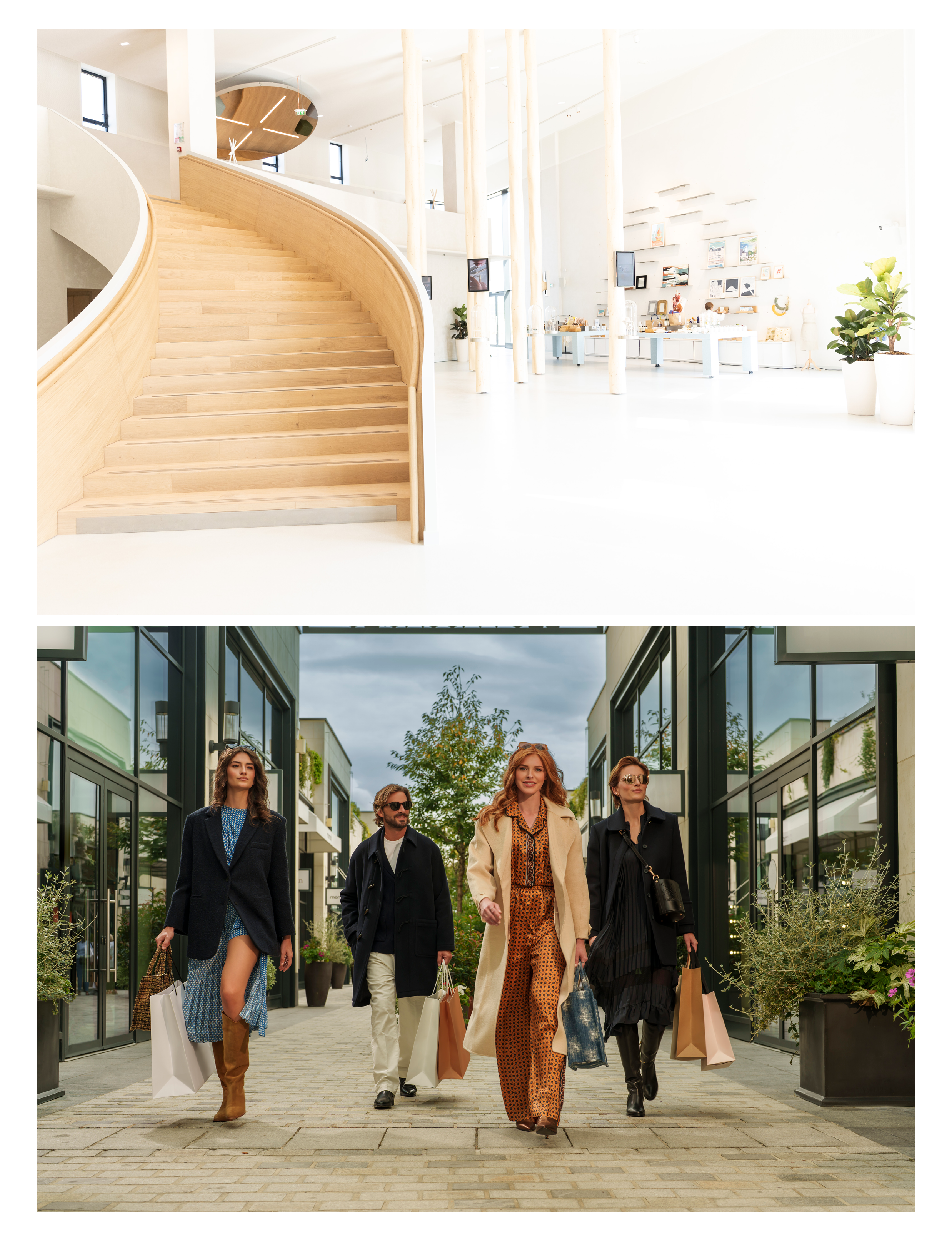 , reminiscent of the open-air design at the McArthurGlen Paris-Giverny Designer Outlet.
