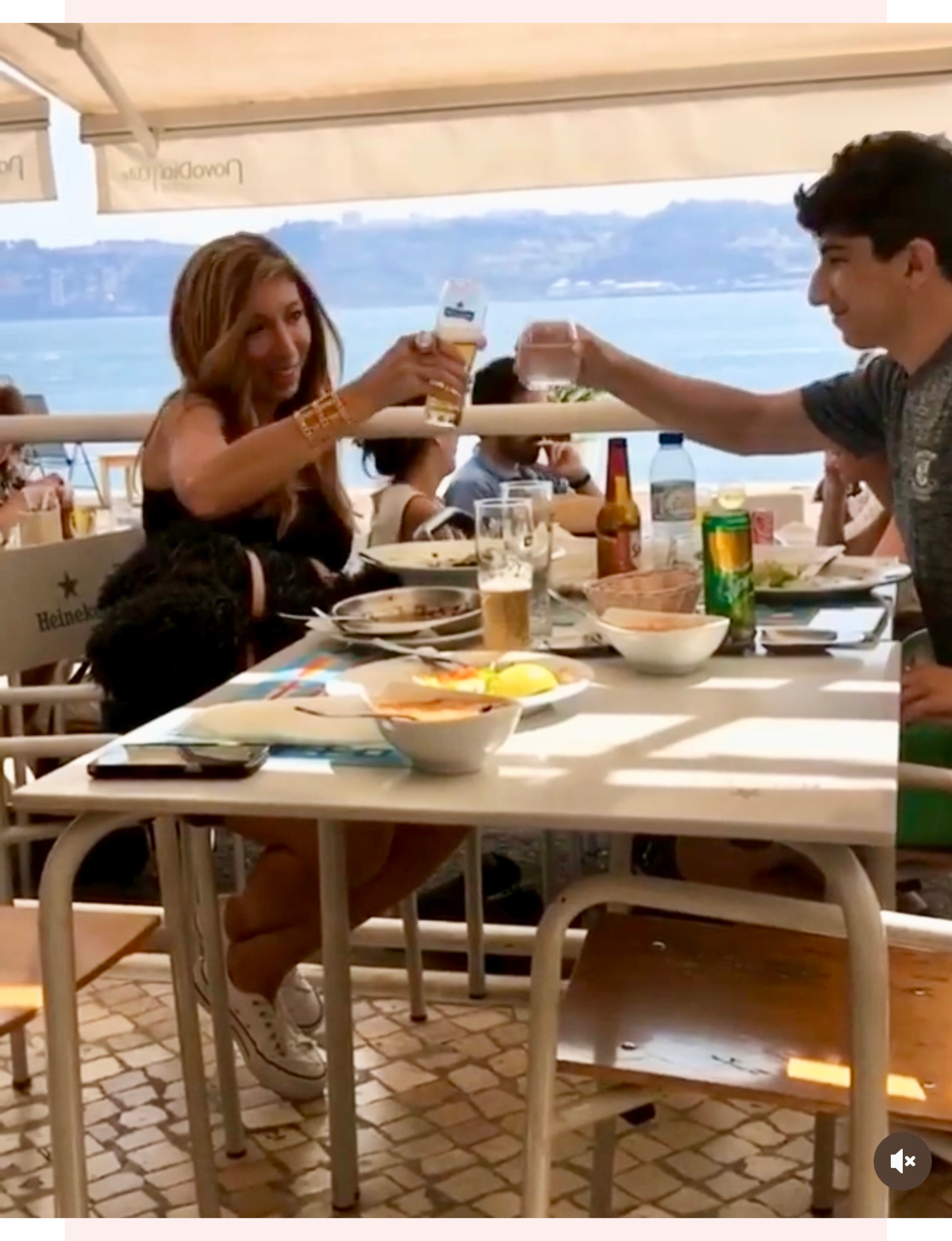 Michele Rosenthal dining in Belem Lisbon Portugal