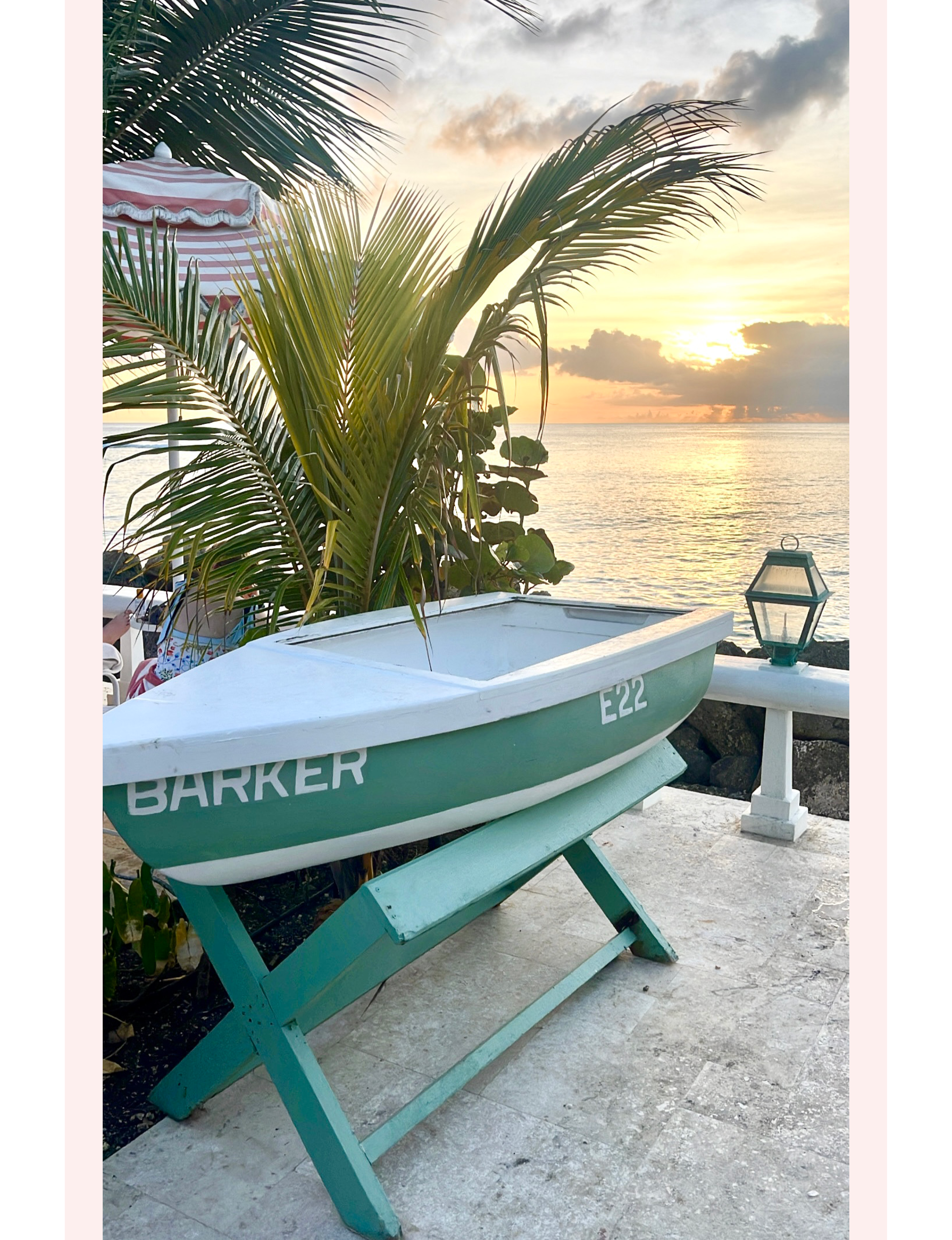 Cobblers Cove Barbados ocean sunset boat